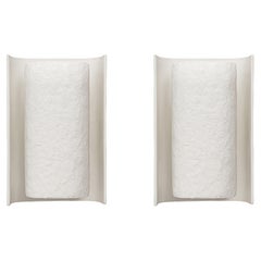 Paire d'appliques murales sculpturales "Galba III", appliques murales en plâtre blanc-