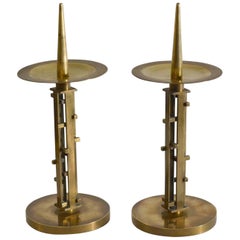 Pair of Sculptural Brass Candle Holders by An Diessen, 1960s, Dutch