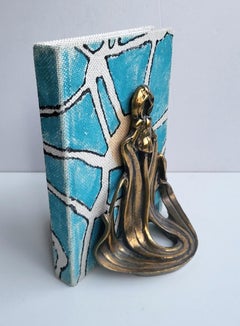 Pair of Sculptural German Art Nouveau Brass Bronze Bookends 1900