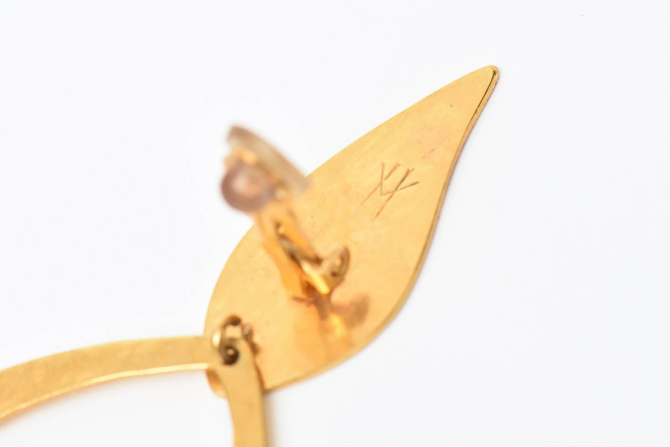 Herve Van Der Straeten Pair of Sculptural Gold Plated Hallmarked Earrings 5