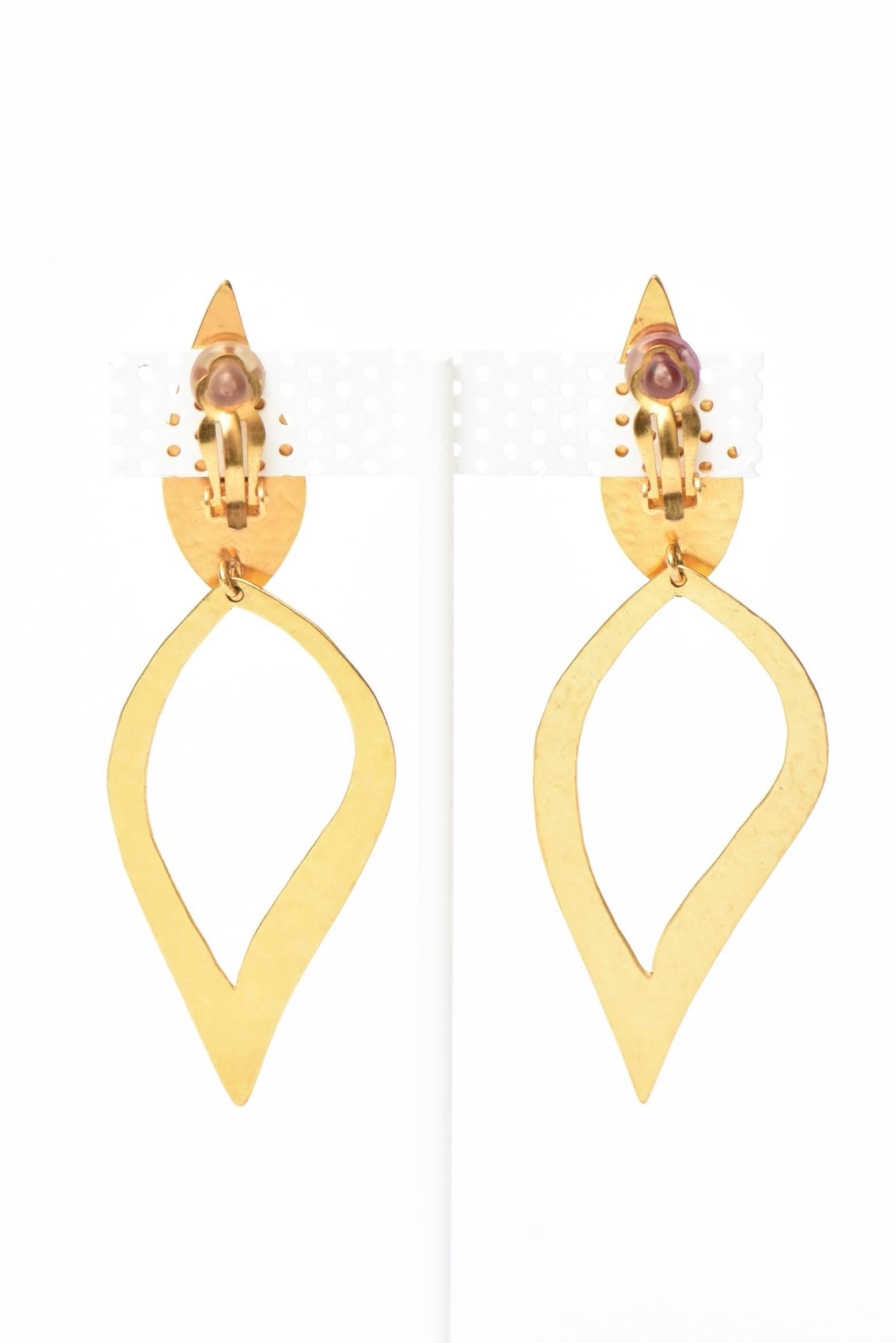 Herve Van Der Straeten Pair of Sculptural Gold Plated Hallmarked Earrings 1