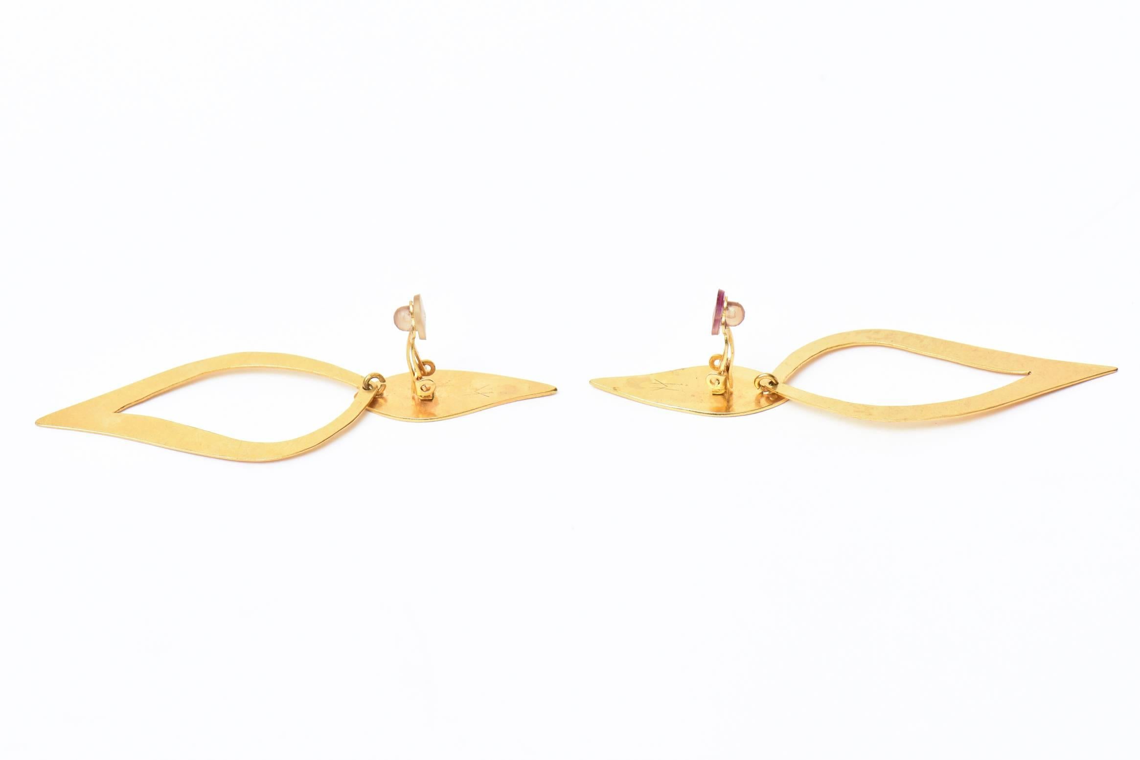 Herve Van Der Straeten Pair of Sculptural Gold Plated Hallmarked Earrings 4