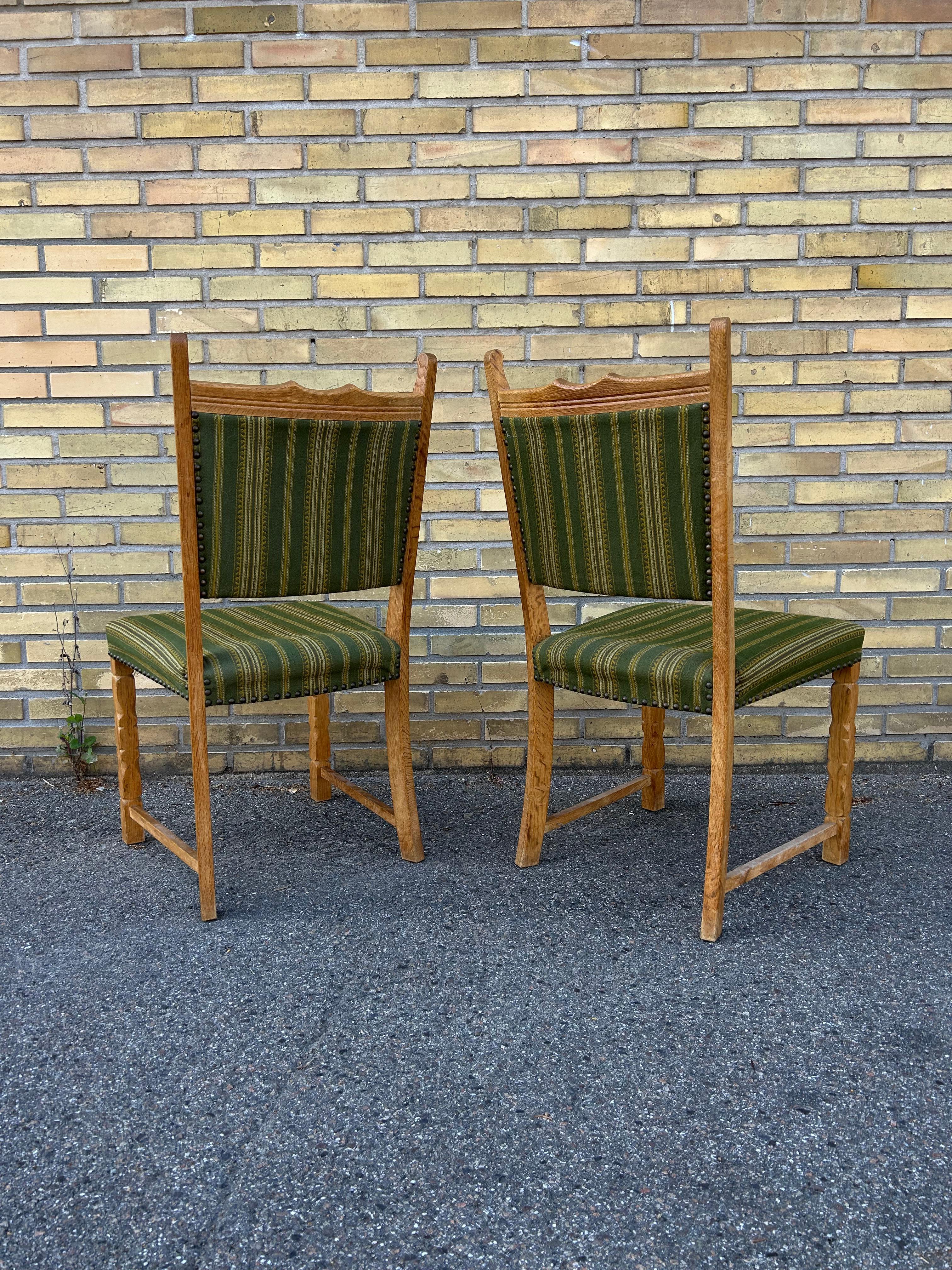 Danish Pair of sculptural Henry Kjærnulf oak side chairs, Denmark 1960’s For Sale