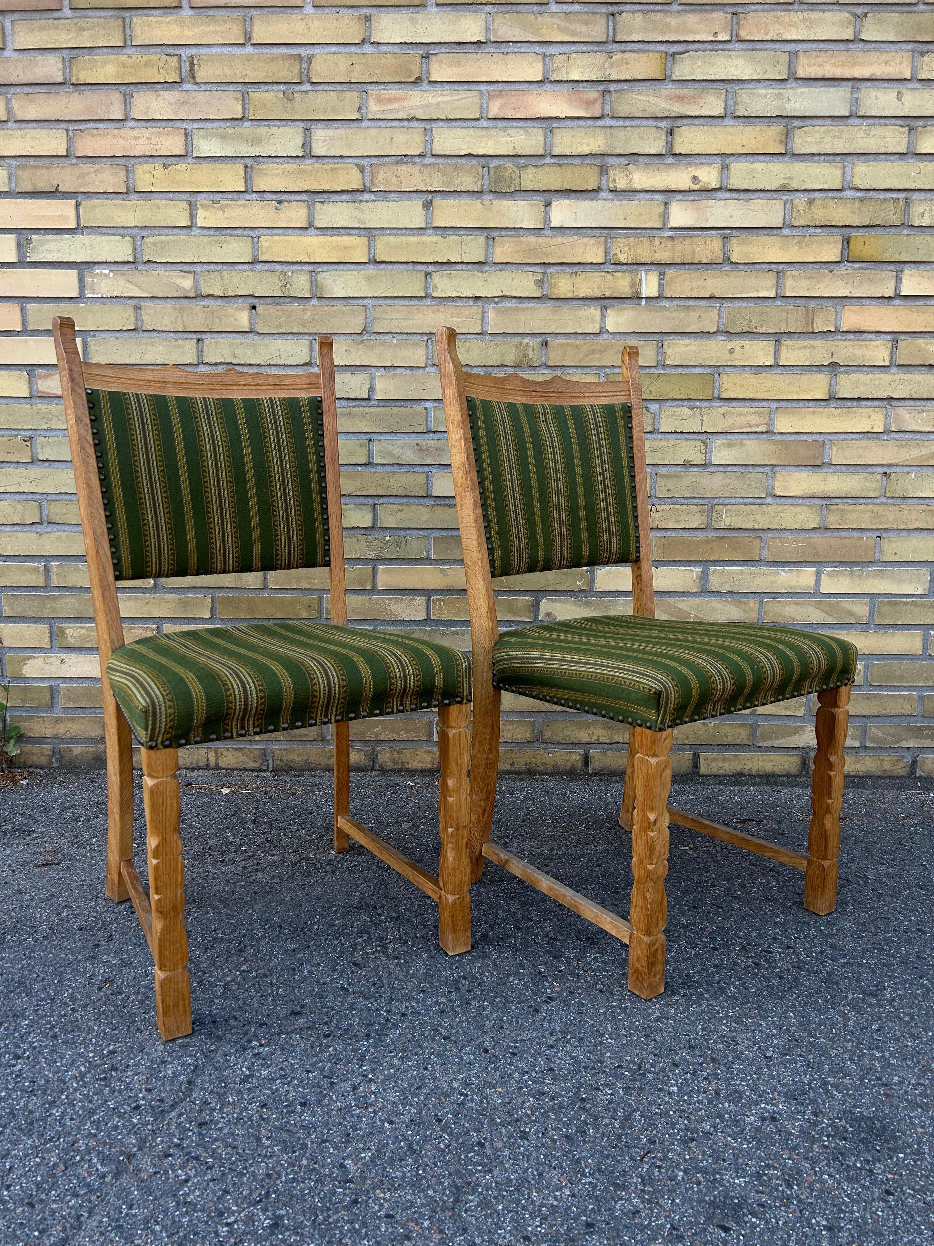 Mid-20th Century Pair of sculptural Henry Kjærnulf oak side chairs, Denmark 1960’s For Sale