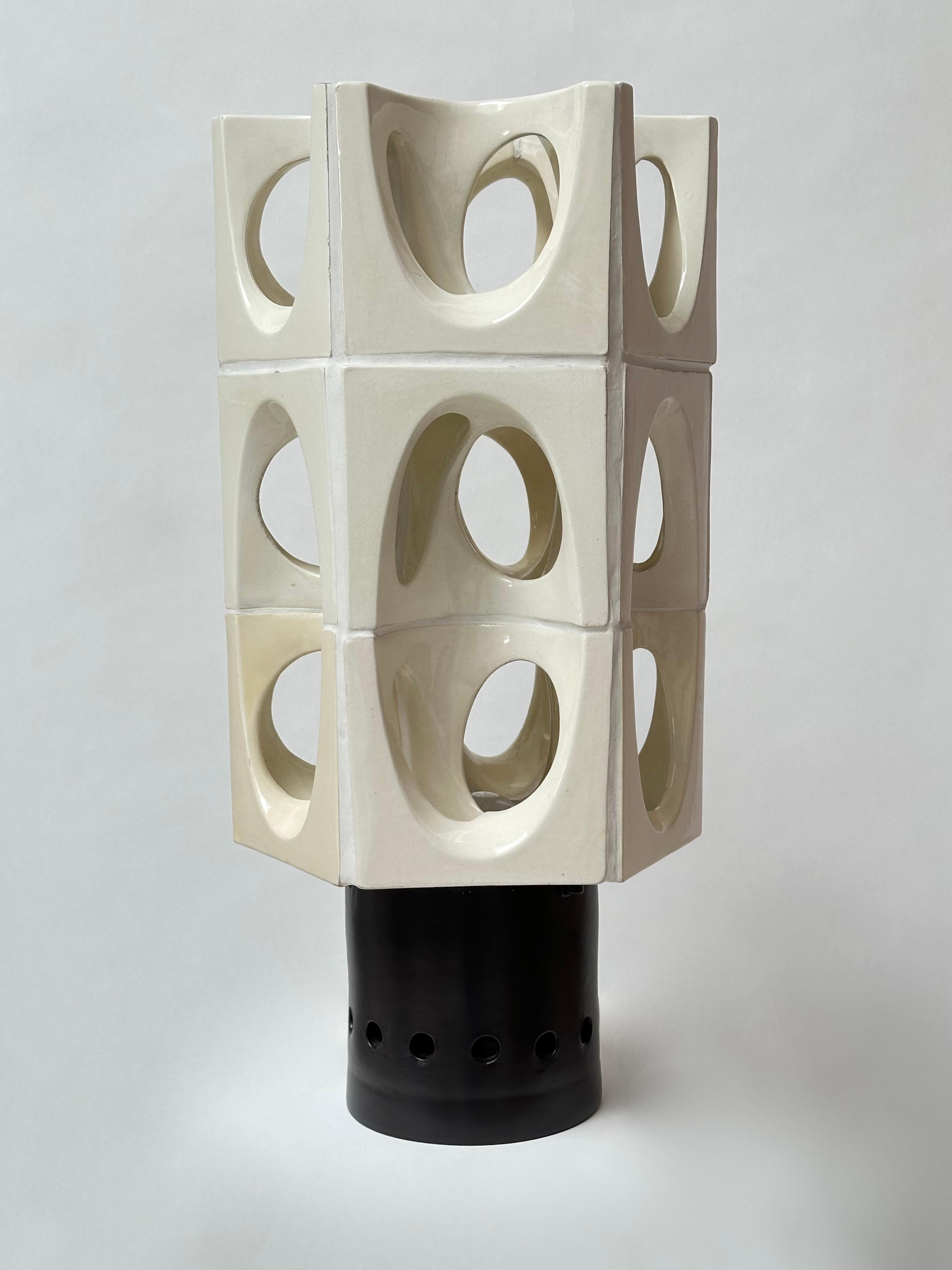 Paire de lampes de table sculpturales hexagonales, Jean Derval, Vallauris 1968 en vente 2