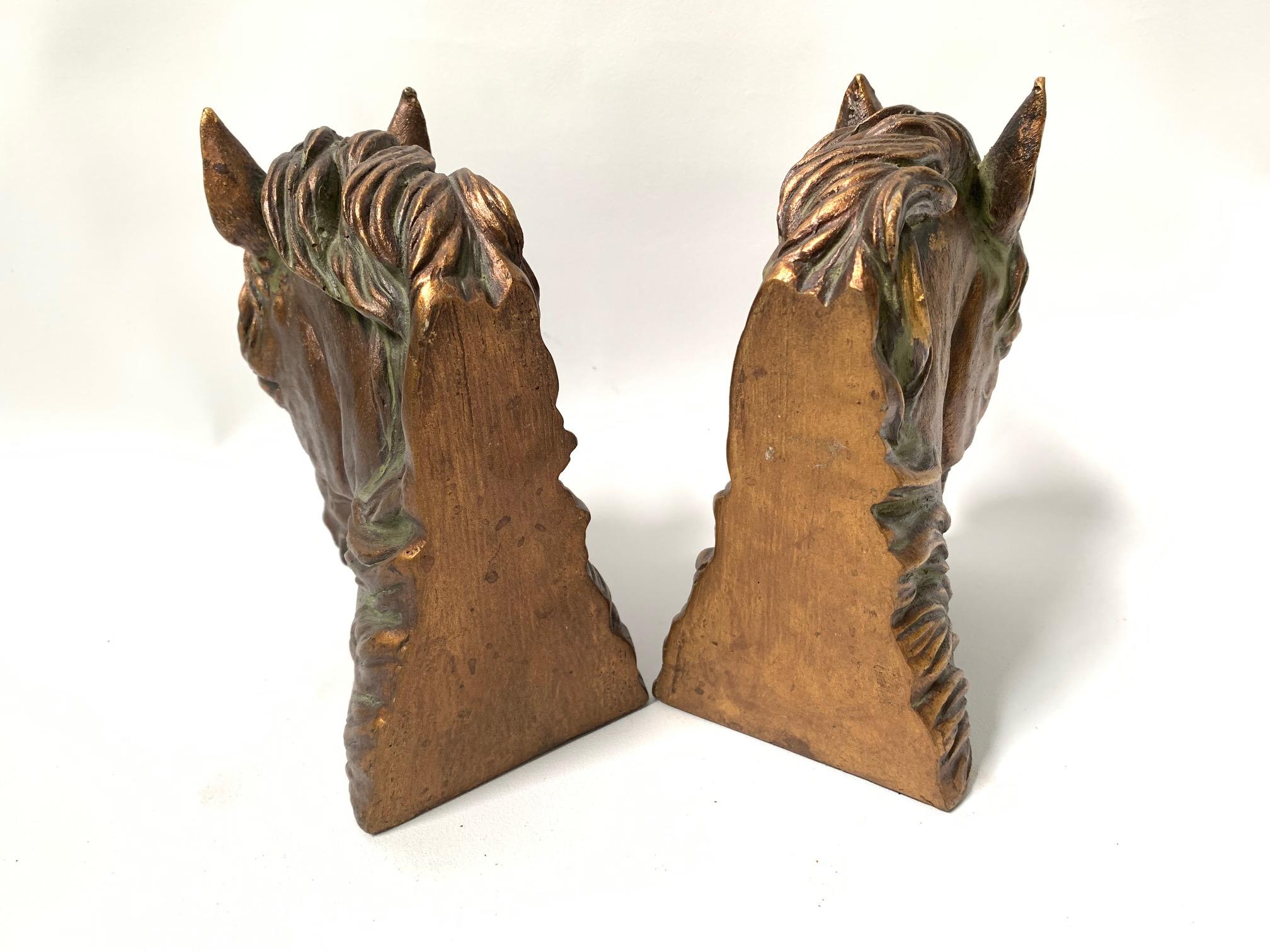 Hollywood Regency Pair of Sculptural Horse Head Bookends