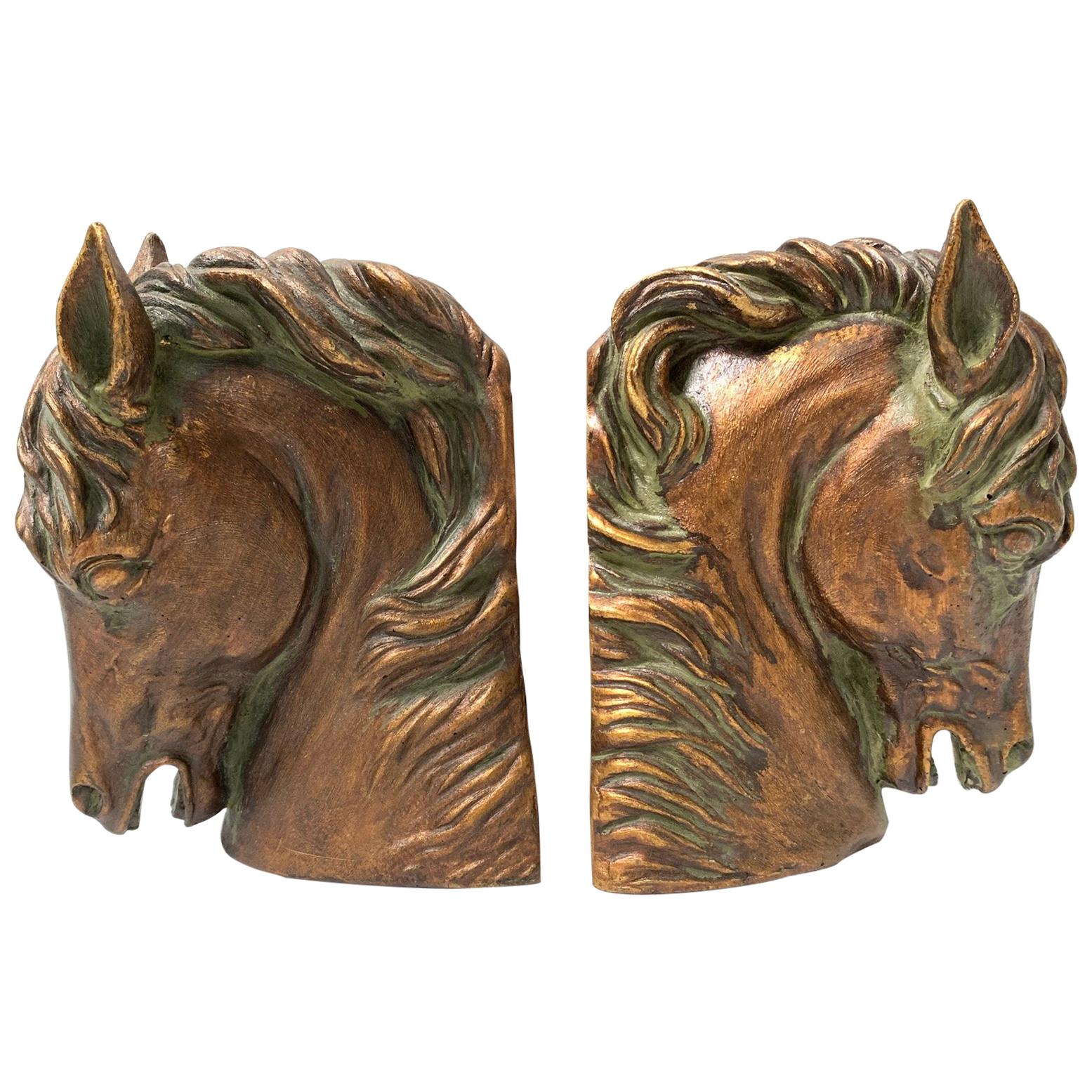 Pair of Sculptural Horse Head Bookends