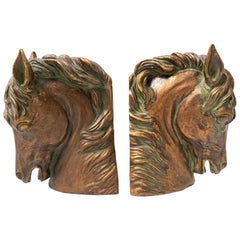 Vintage Pair of Sculptural Horse Head Bookends