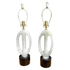 Pair of Sculptural Italian Alabaster Lamps