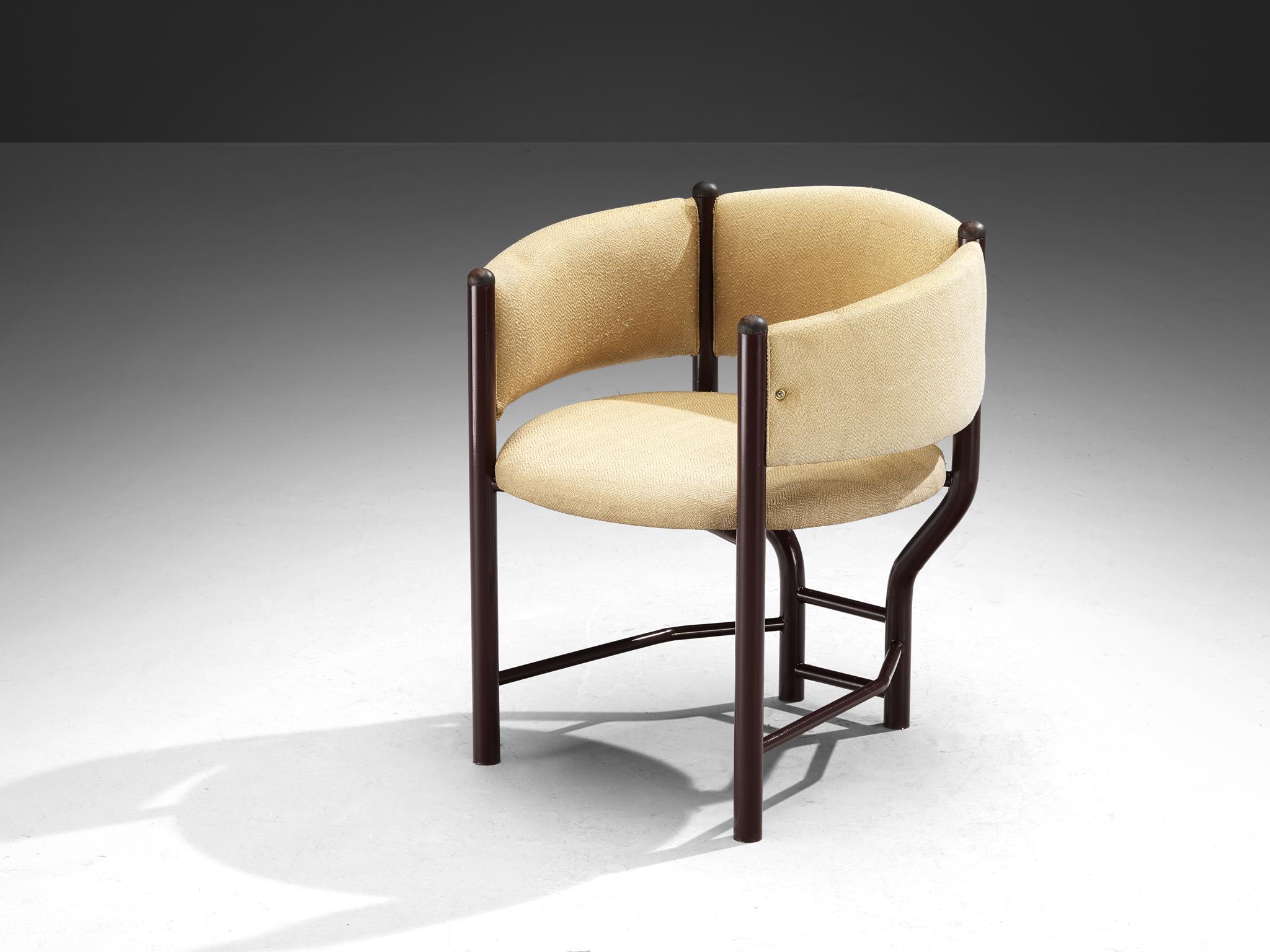 Pair of Sculptural Italian Dining Chairs in Beige Upholstery 2