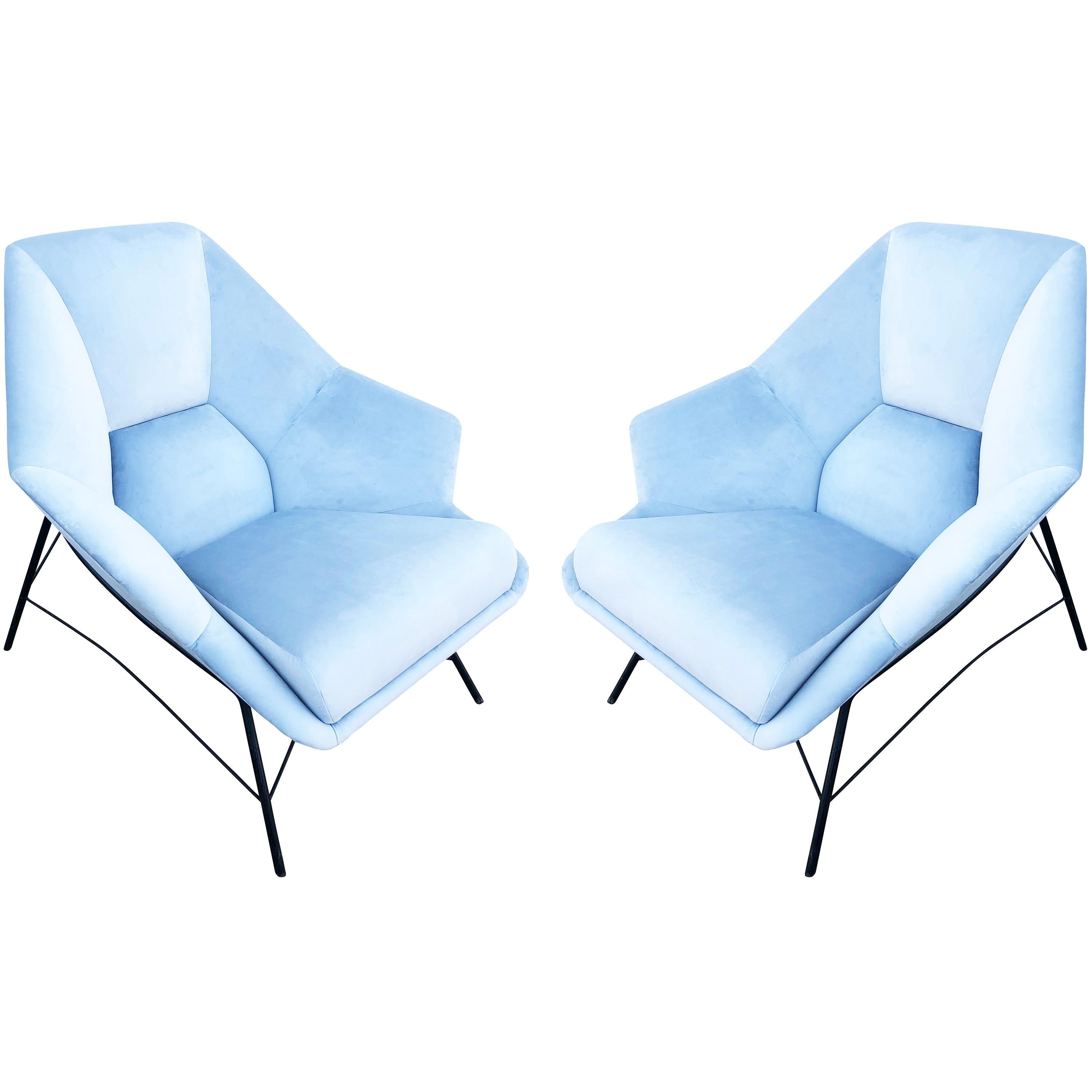 Pair of Sculptural Italian Lounge Chairs, 1960s