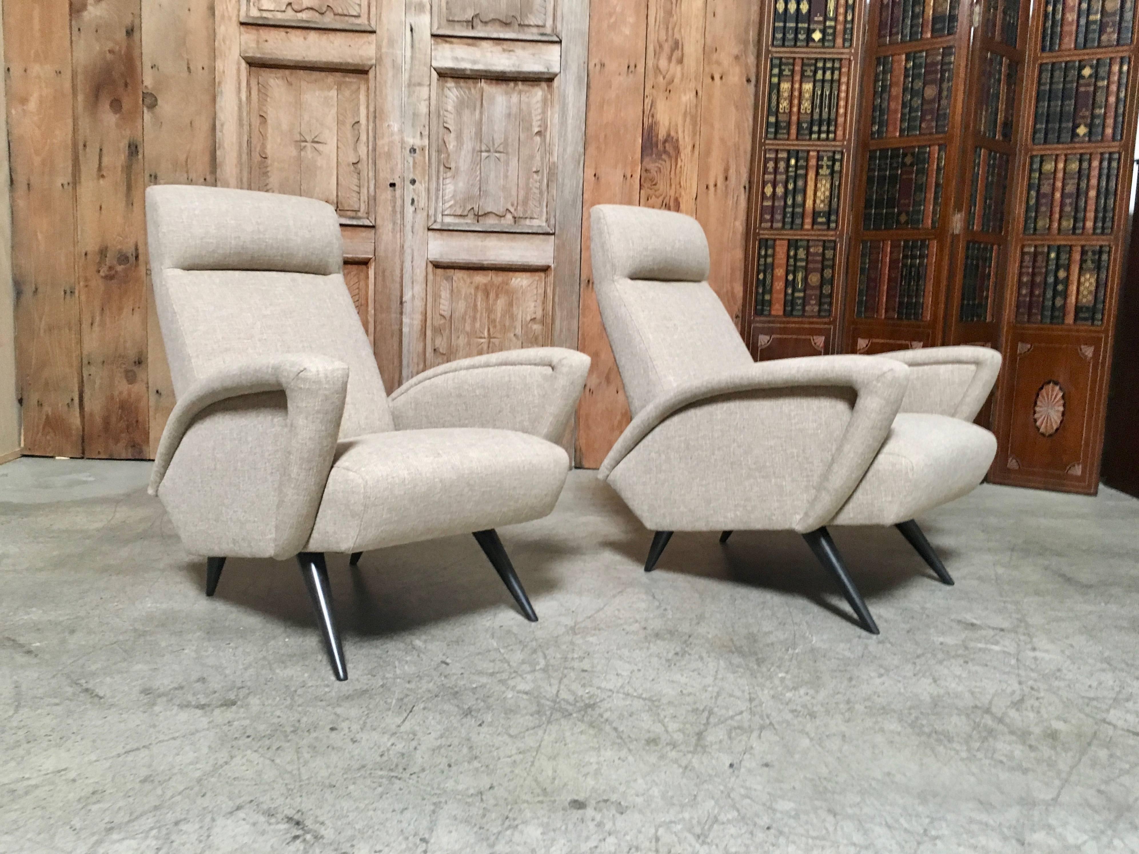 20th Century Pair of Sculptural Italian Lounge Chairs