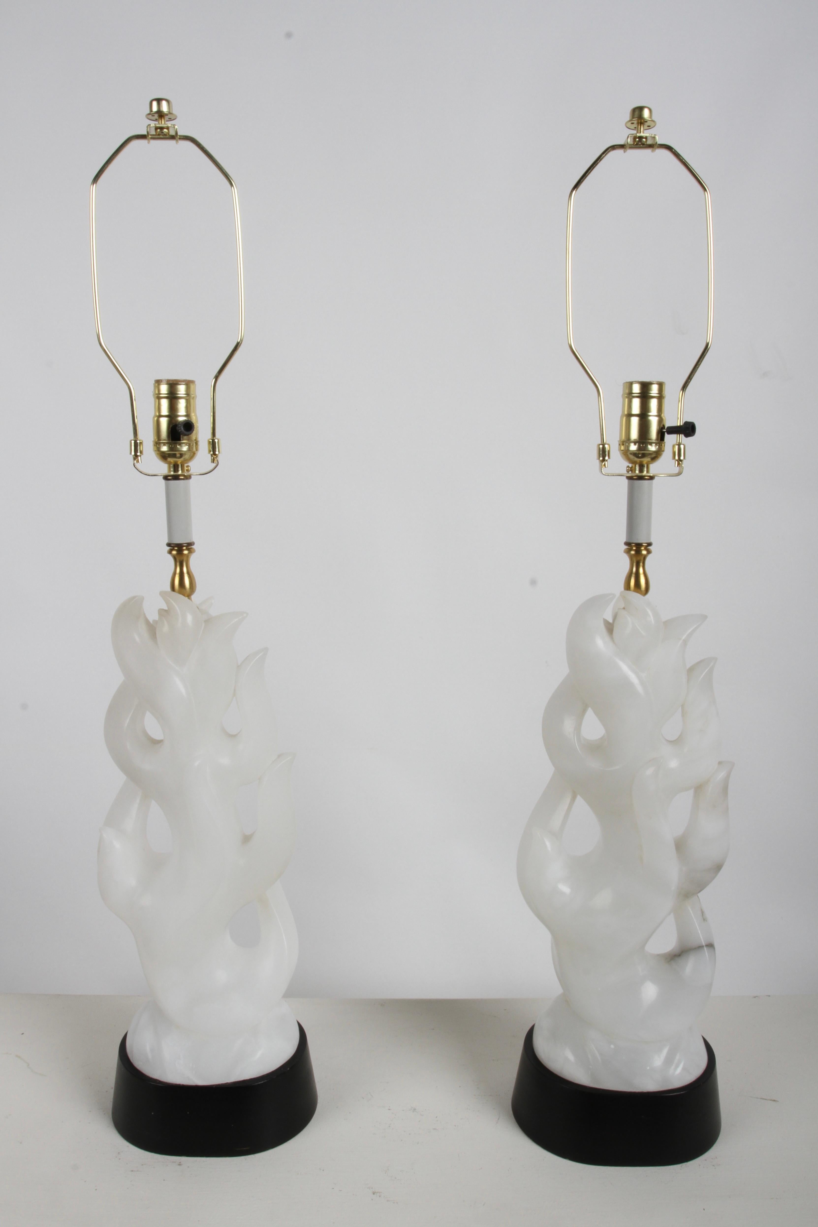 Paar skulpturale italienische MCM Maurizio Tempestini Weiß Alabaster 