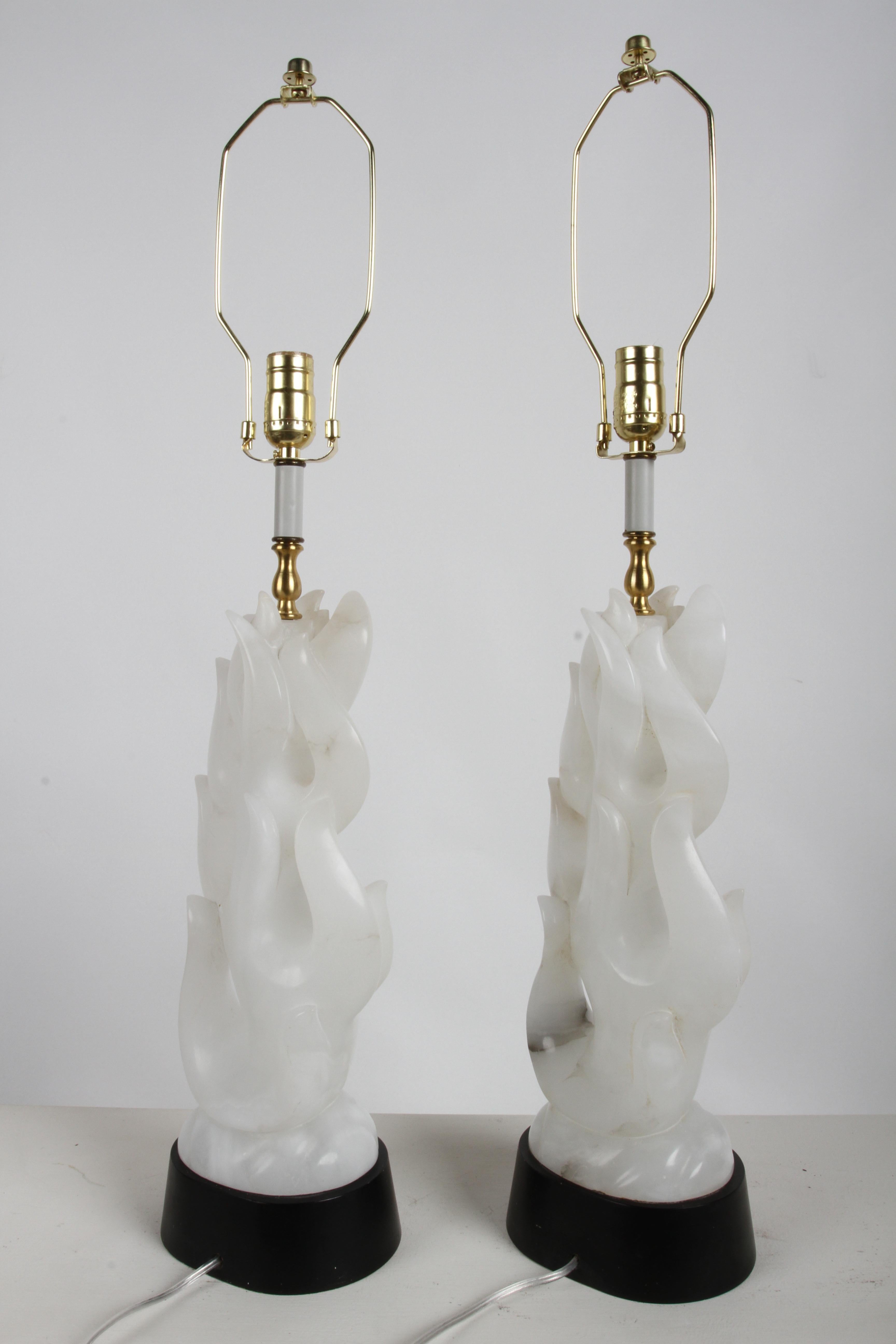 Paar skulpturale italienische MCM Maurizio Tempestini Weiß Alabaster 