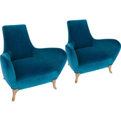Pair of Sculptural Italian Midcentury Lounge Chairs