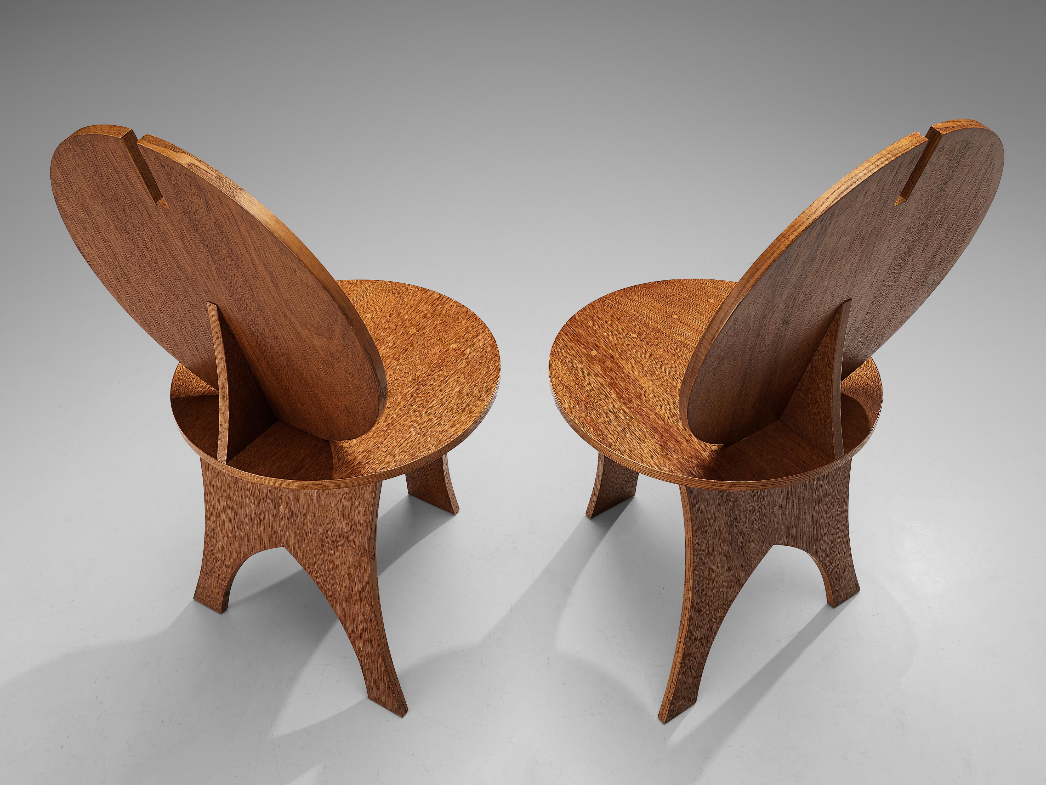 Pair of Sculptural Italian Side Chairs with Circular Backrest 4