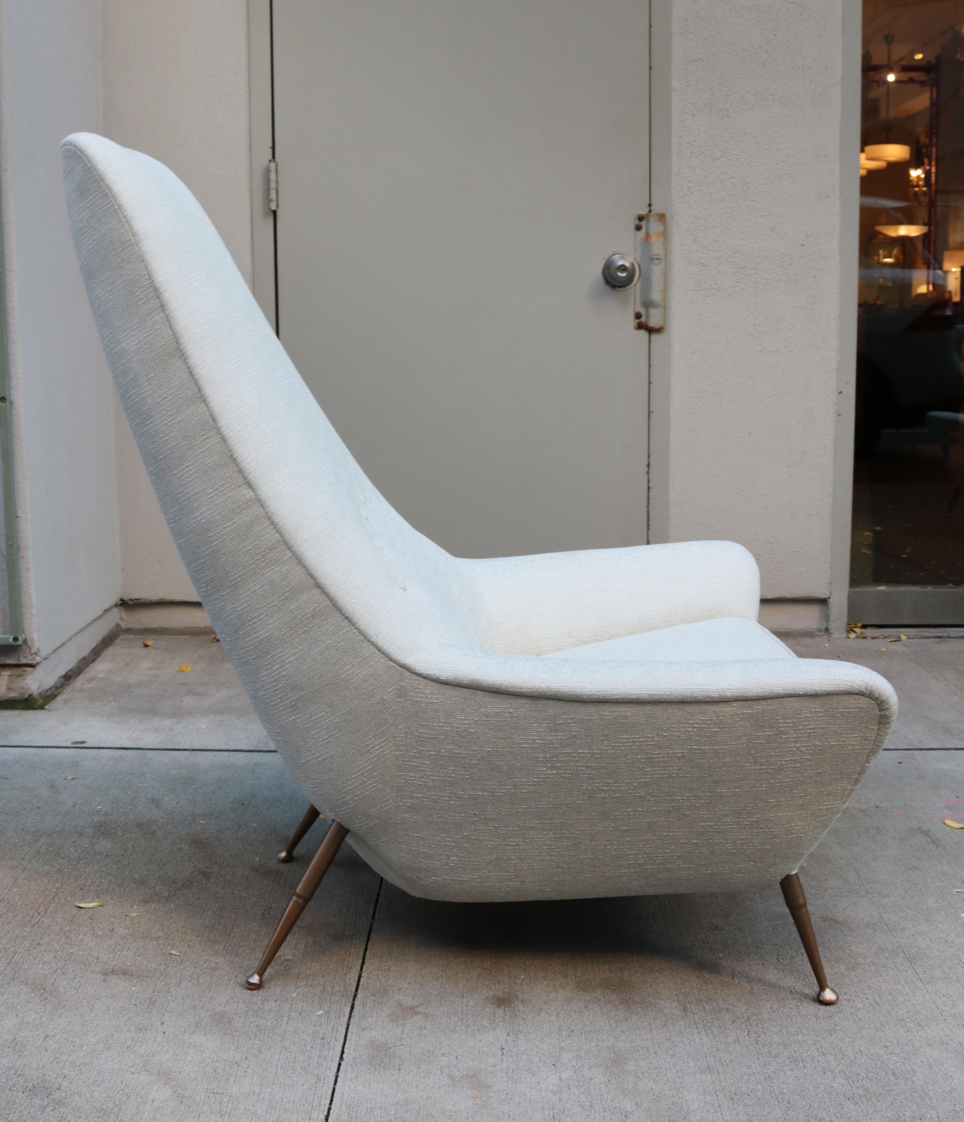 Mid-20th Century Pair of Sculptural Italian Tall Back Lounge Chairs For Sale