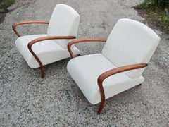 Paar skulpturale Sessel des späten Art déco, vollständig restauriert, Italien 1950er Jahre