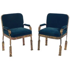 Vintage Pair of Sculptural Lounge Chairs Attributed to Silas Seandel