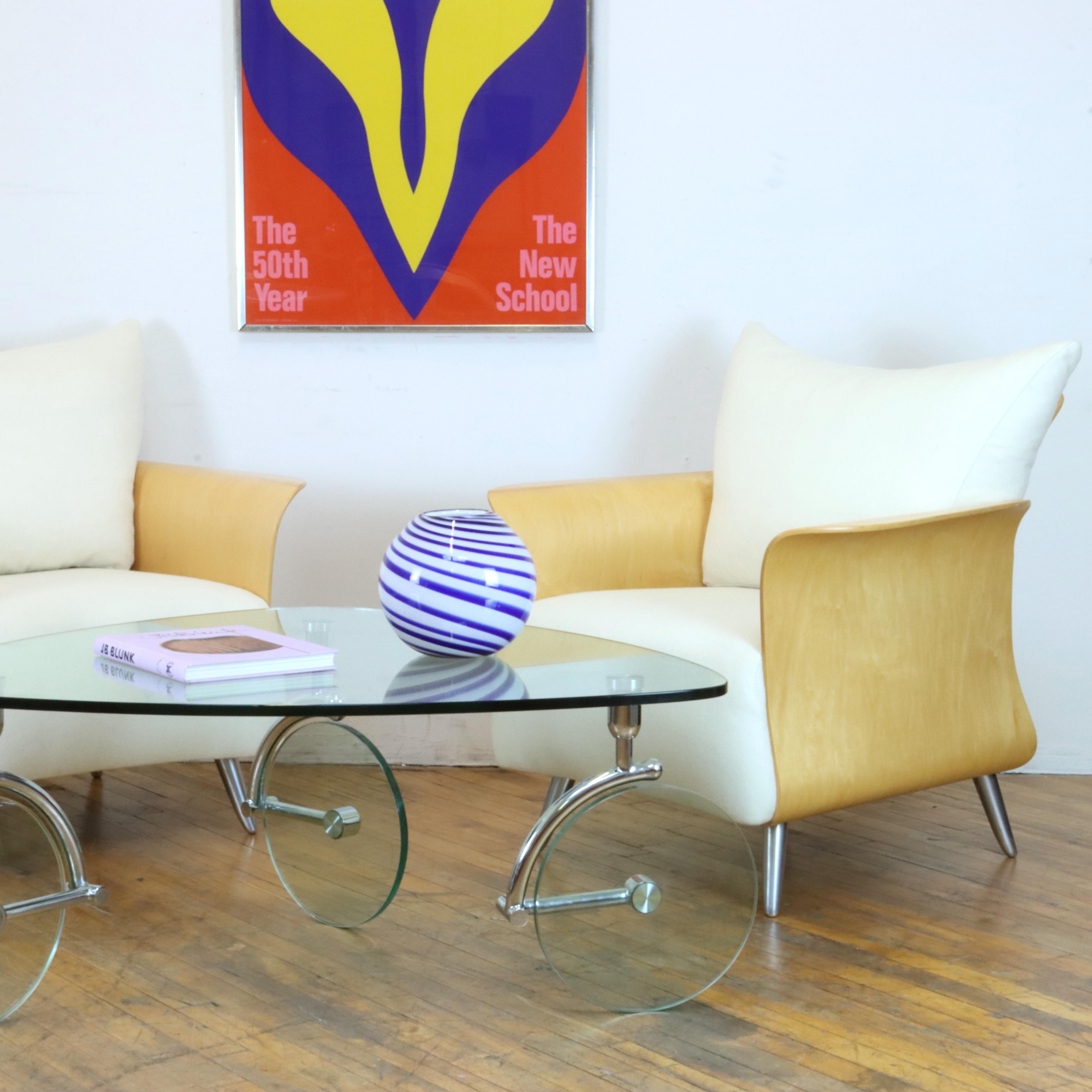 Post-Modern Pair of Sculptural Lounge Chairs by Keilhauer For Sale