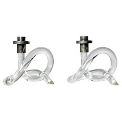 Pair of Sculptural Lucite Candlestick Holders by Dorothy Thorpe 1970s