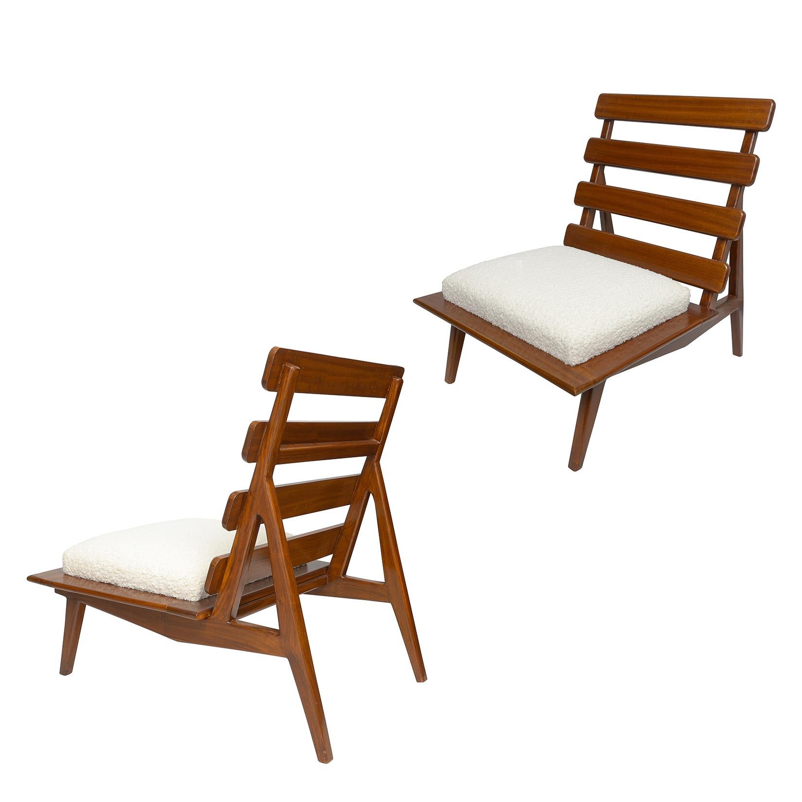 Pair of Sculptural Mahogany Lounge Chairs For Sale 6