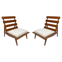 Pair of Sculptural Mahogany Lounge Chairs