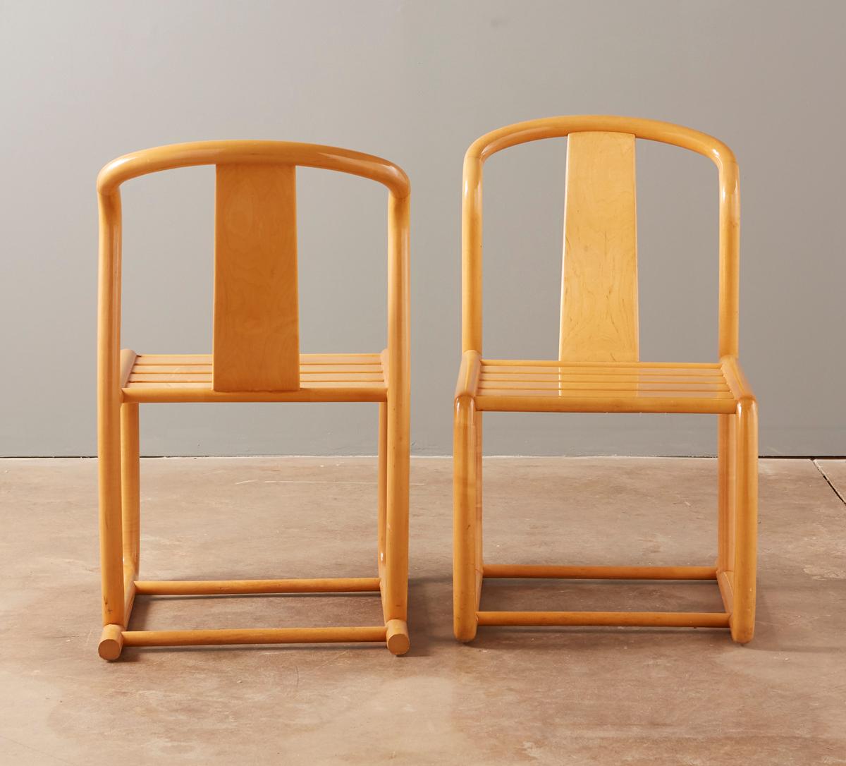 Paire de chaises sculpturales en érable par Tecno Sedia Bon état - En vente à Greensboro, NC