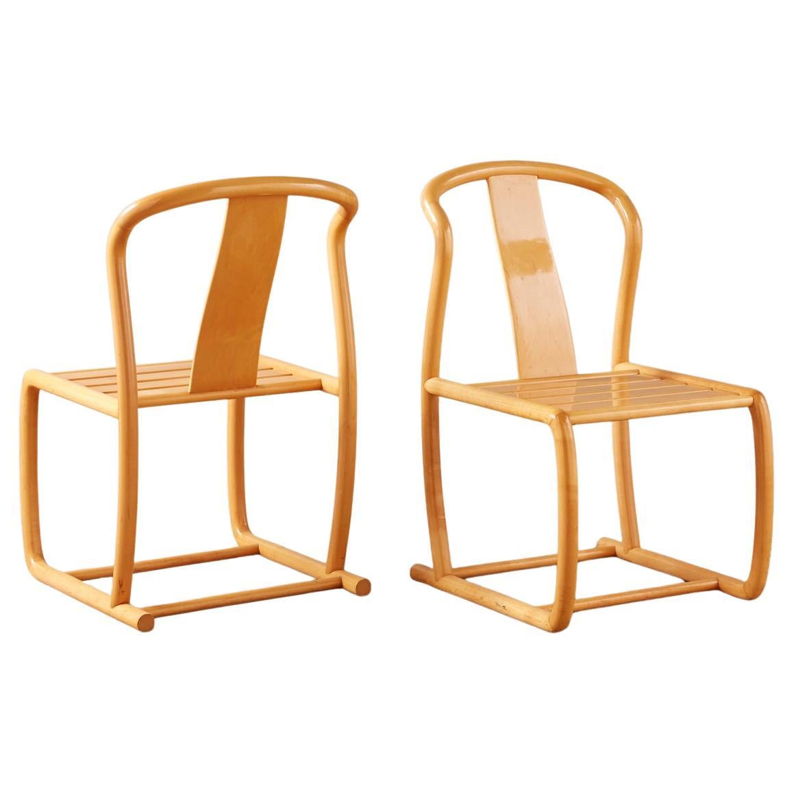 Pair of Sculptural Maple Chairs by Tecno Sedia