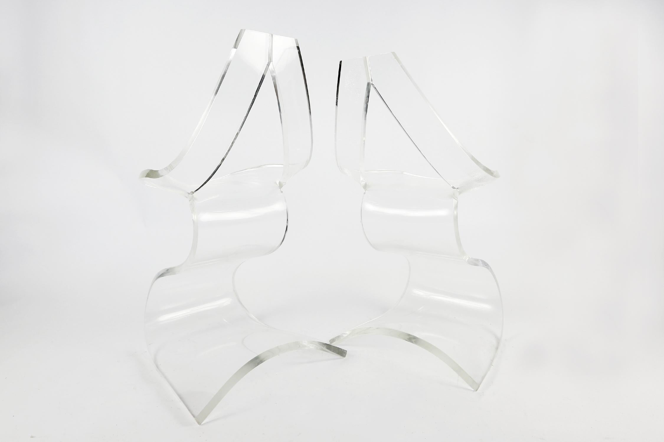 Pair of Sculptural Michel Dumas Chairs in Lucite, 1970s For Sale 4