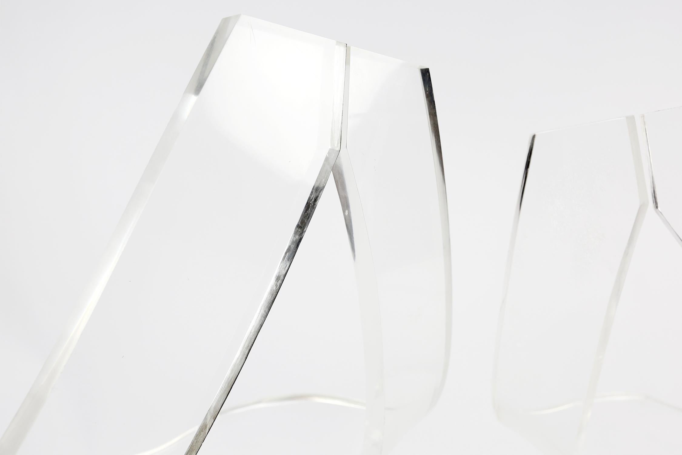 Late 20th Century Pair of Sculptural Michel Dumas Chairs in Lucite, 1970s For Sale