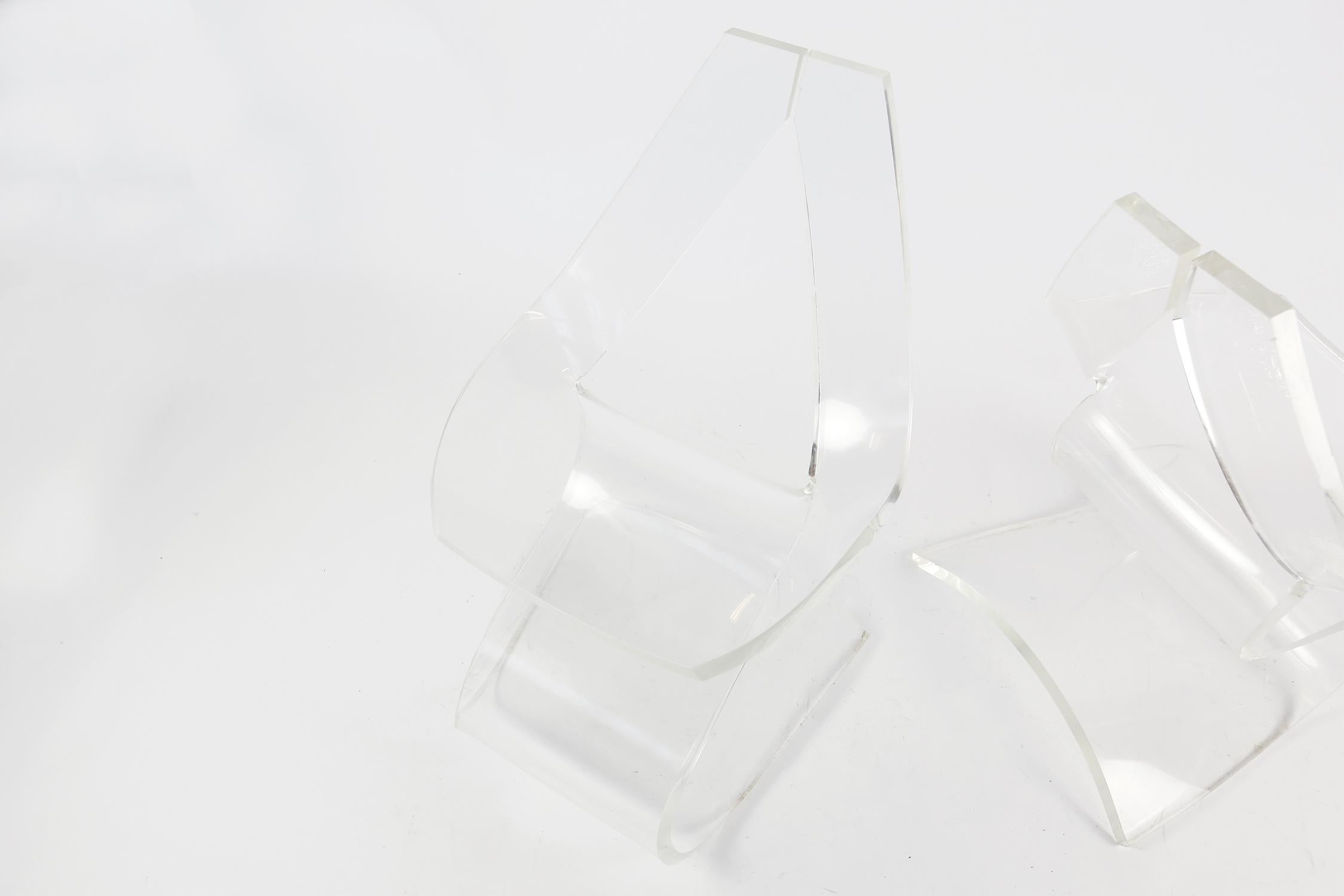 Pair of Sculptural Michel Dumas Chairs in Lucite, 1970s For Sale 3