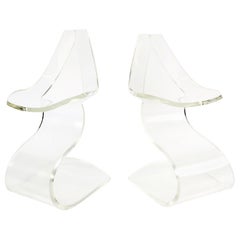 Pair of Sculptural Michel Dumas Chairs in Lucite, 1970s