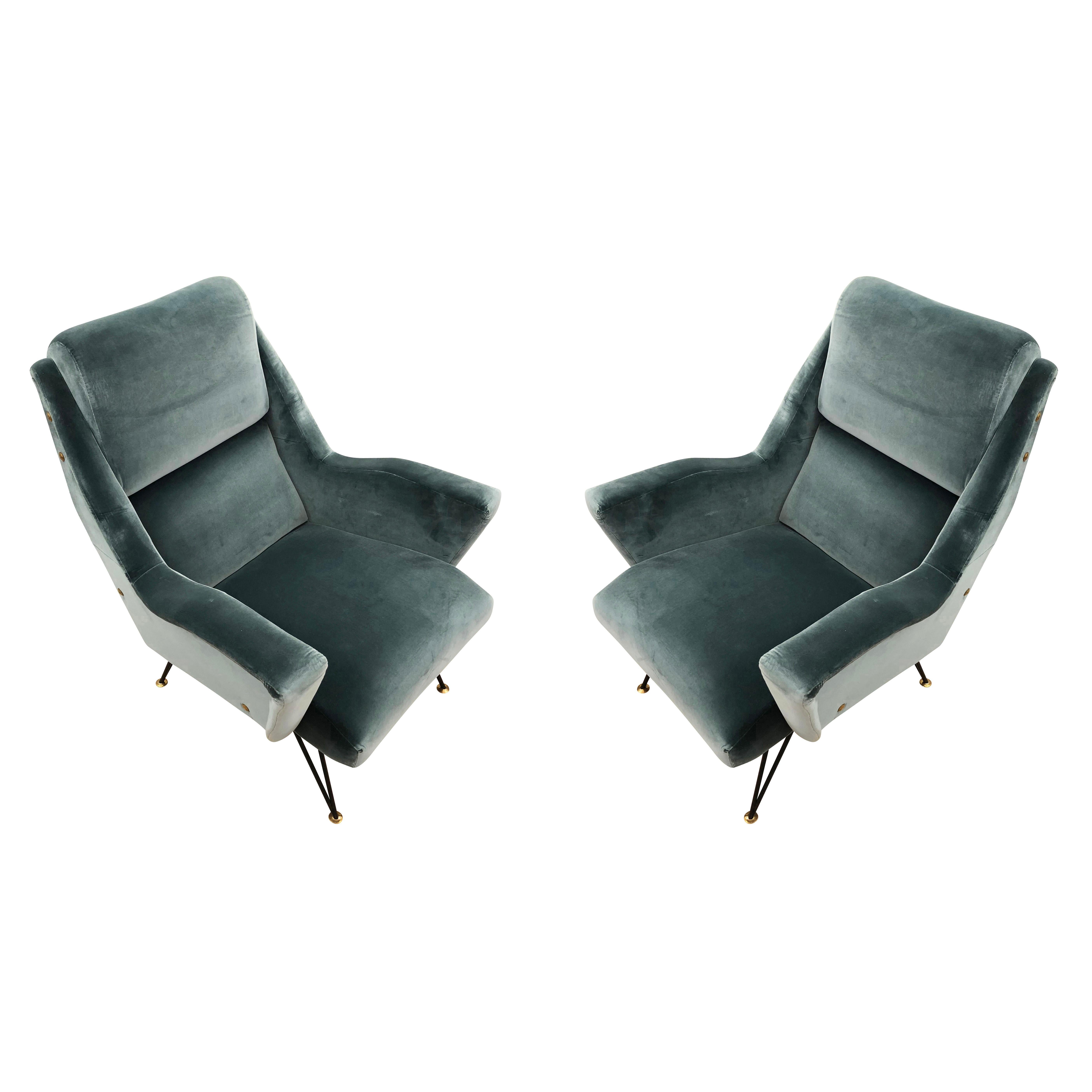 Pair of Sculptural Mid-Century Armchairs