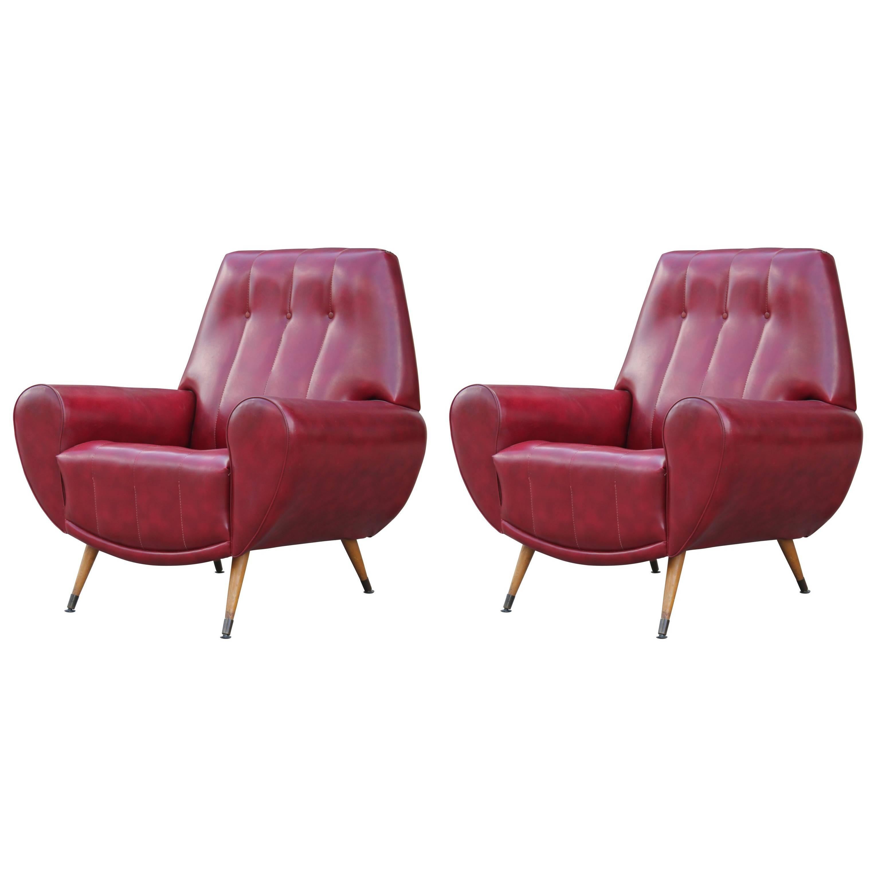 Pair of Sculptural Modern Italian Lounge Chairs