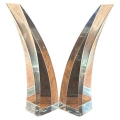 Pair of Sculptural Modern Lucite Horns