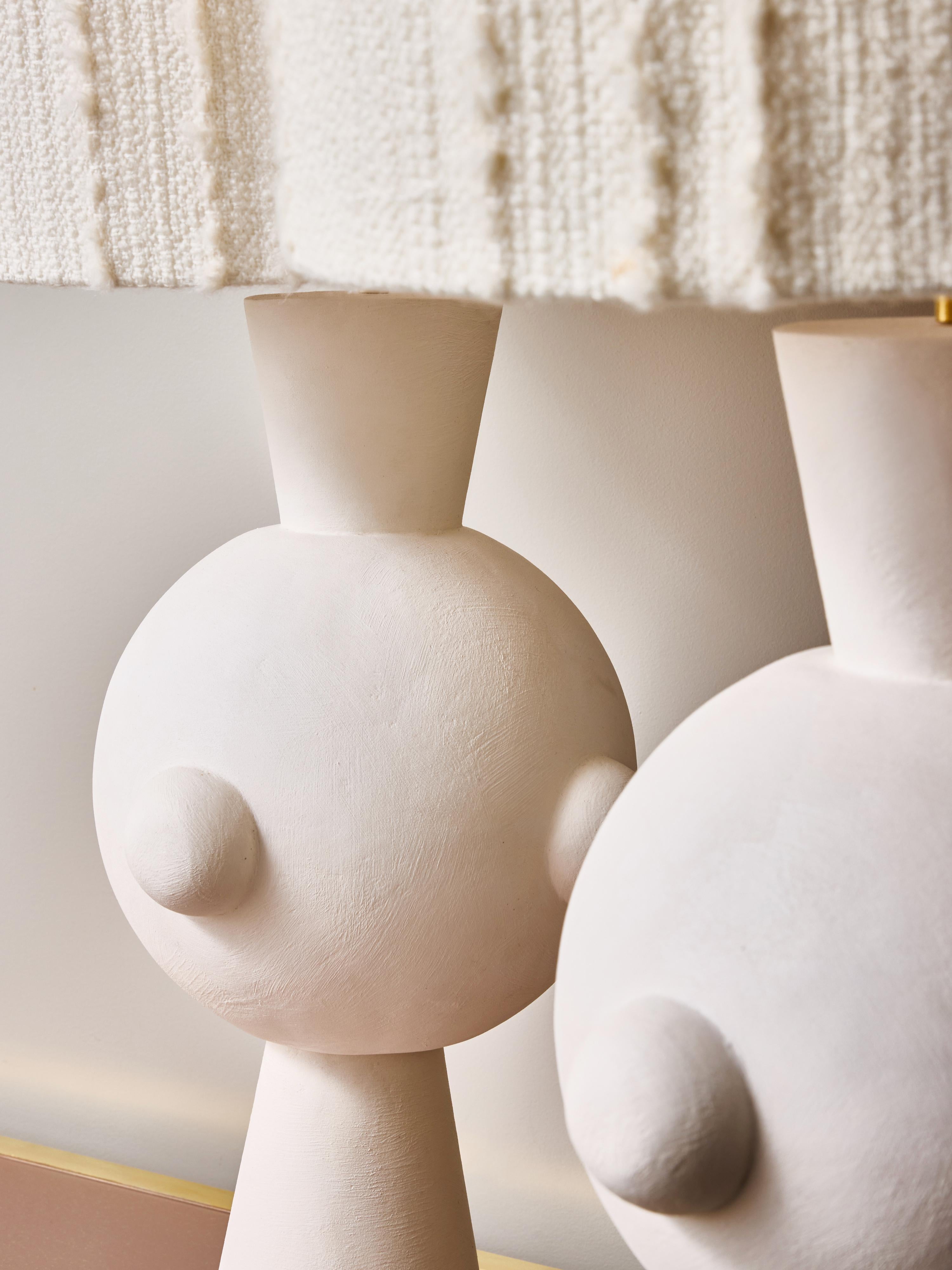 Pair of Sculptural Modern Plaster Table Lamps For Sale 5