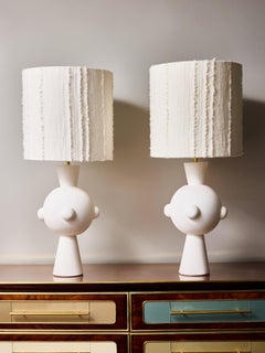 Pair of Sculptural Modern Plaster Table Lamps