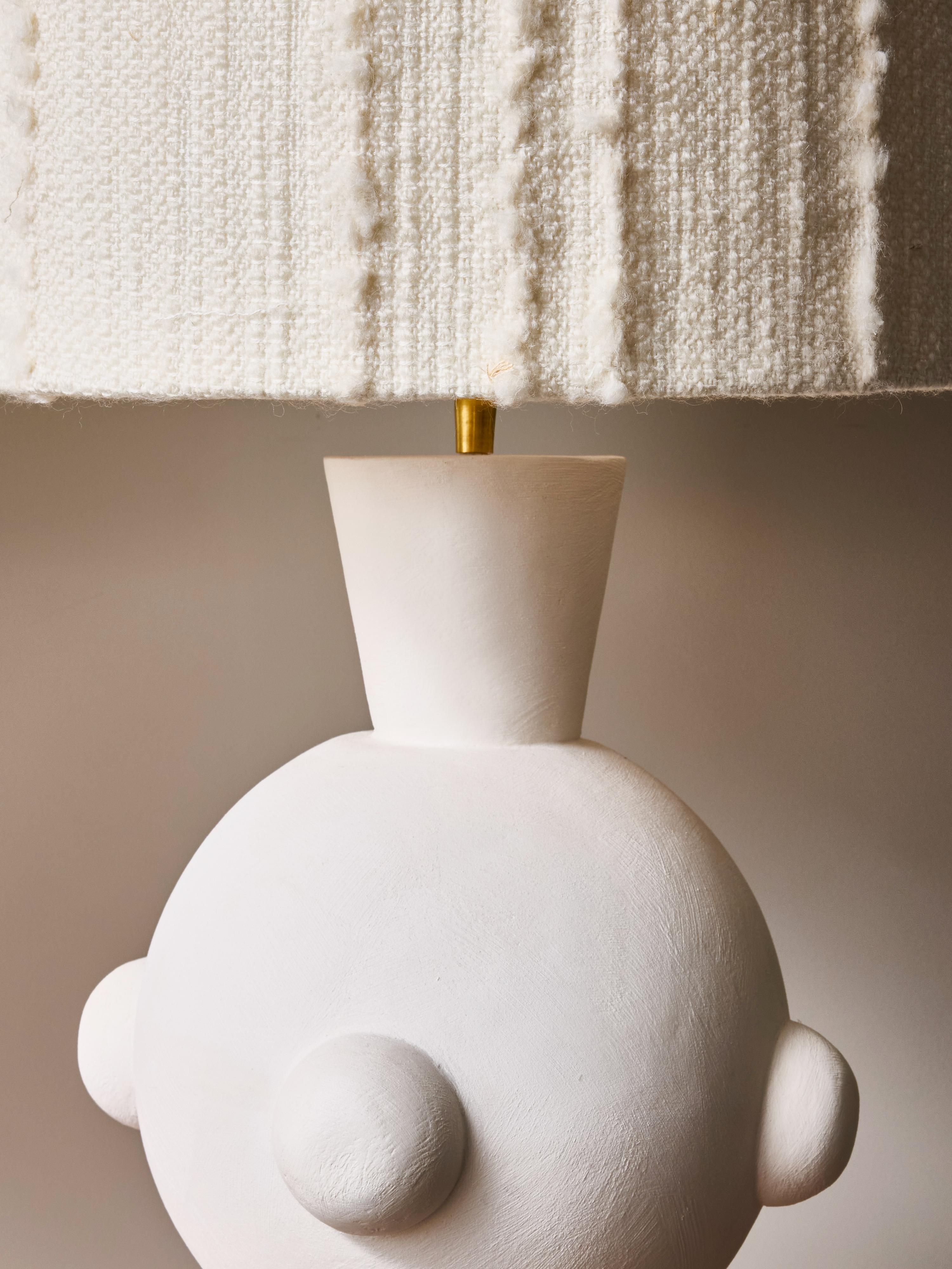 Contemporary Pair of Sculptural Modern Plaster Table Lamps For Sale