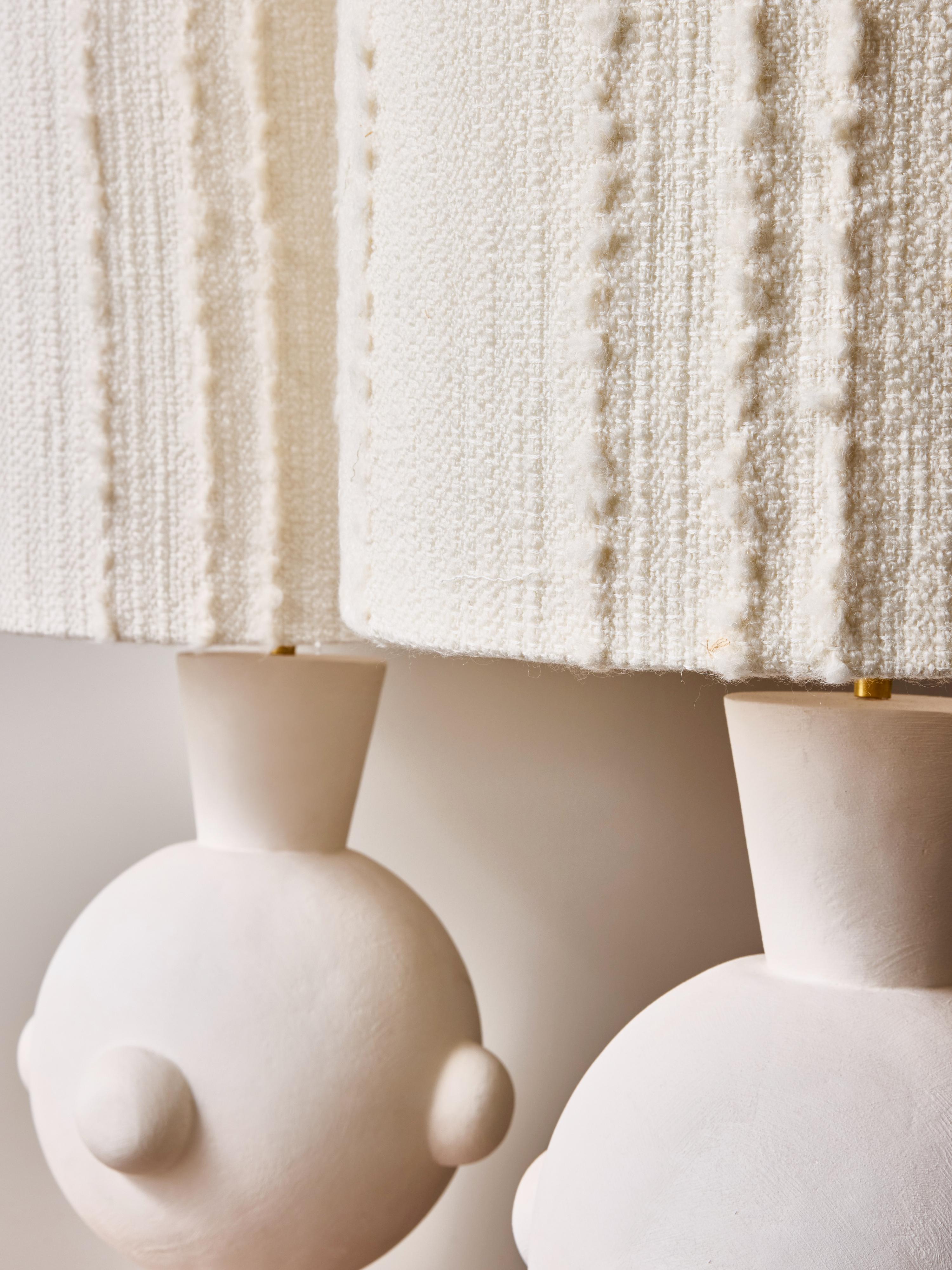 Pair of Sculptural Modern Plaster Table Lamps For Sale 1