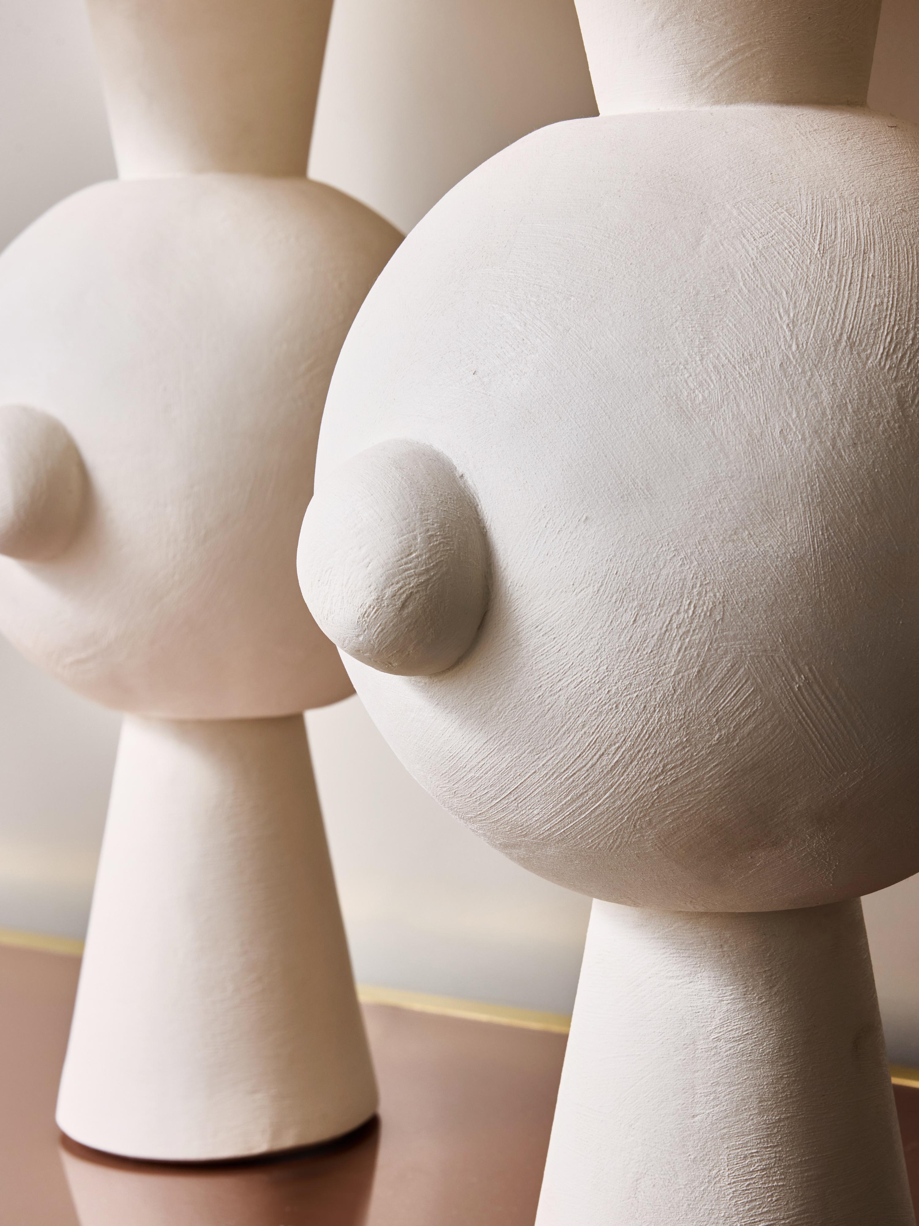 Pair of Sculptural Modern Plaster Table Lamps For Sale 3