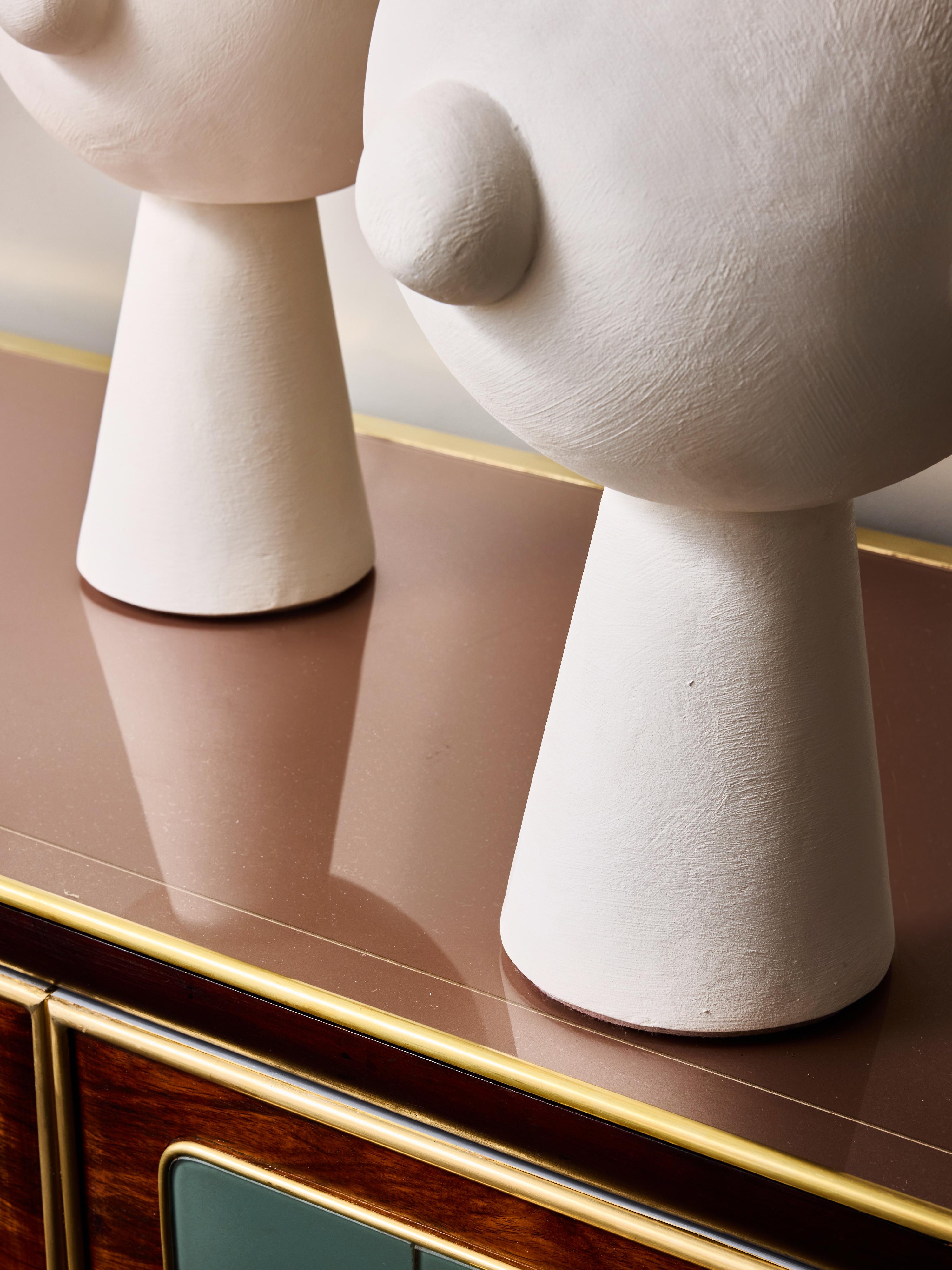 Pair of Sculptural Modern Plaster Table Lamps For Sale 4