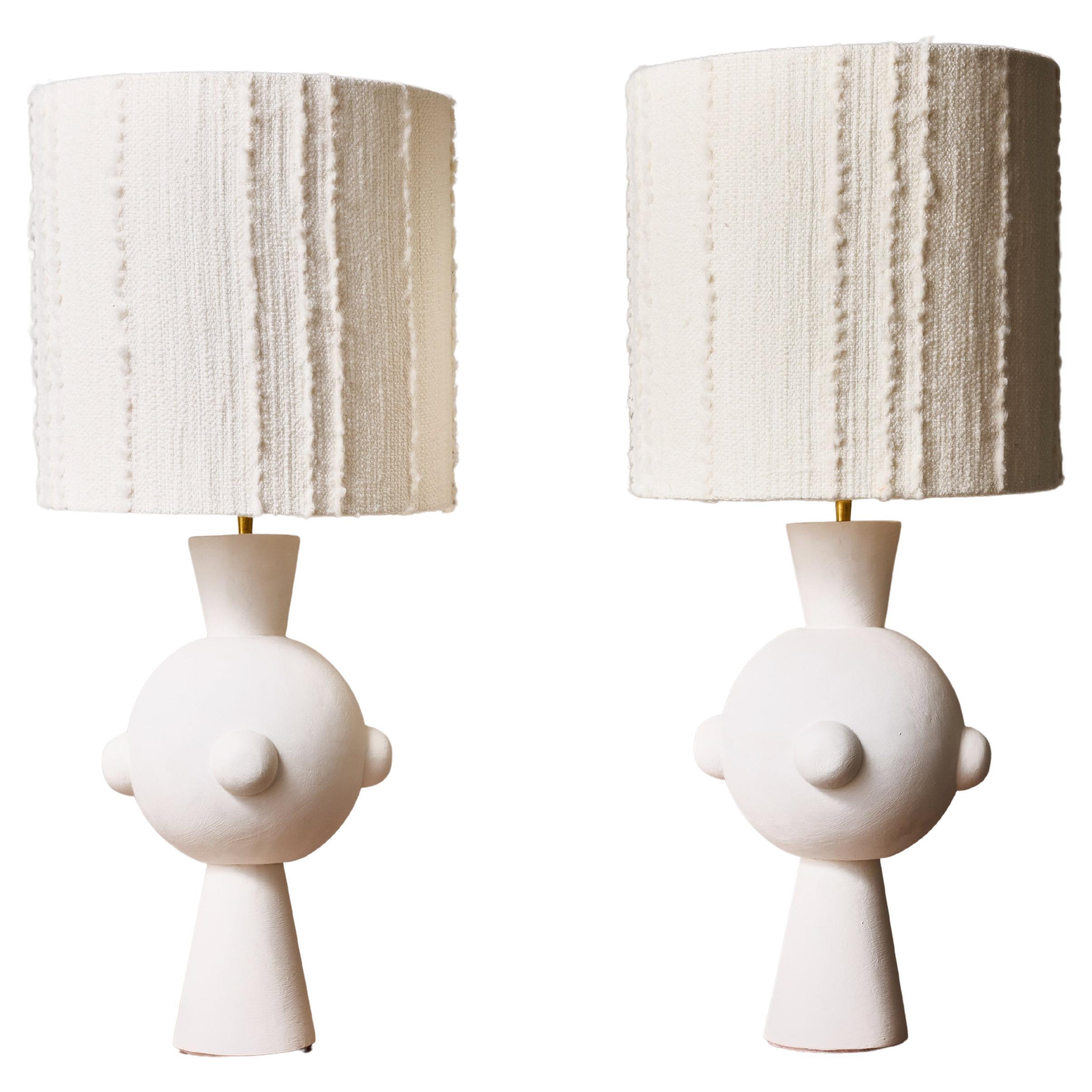 Pair of Sculptural Modern Plaster Table Lamps
