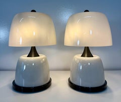Pair of Sculptural Murano Milk - White Glass Table Lamps