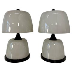 Pair of Sculptural Murano Milk - White Glass Table Lamps