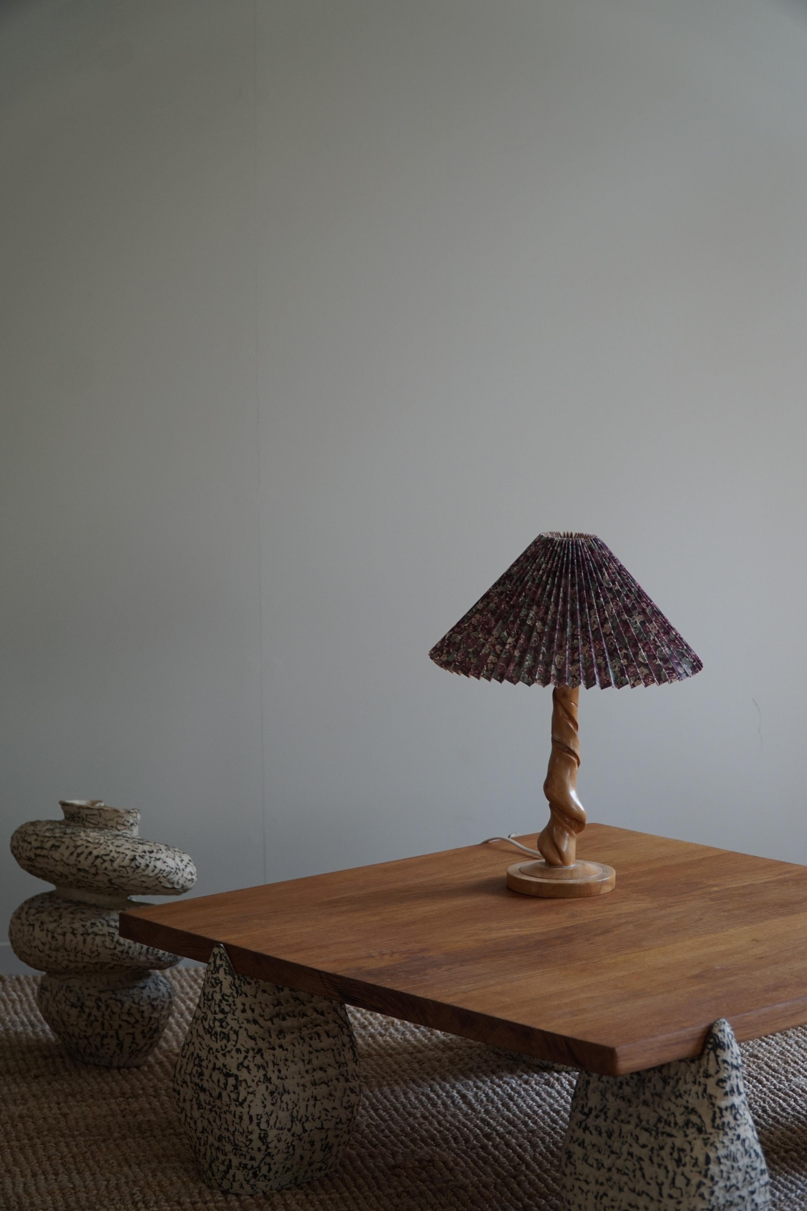 Pair of Sculptural Organic Wooden Table Lamps, Scandinavian Modern, 1970s For Sale 6