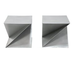 Pair of Sculptural Origami Folded Metal End Tables