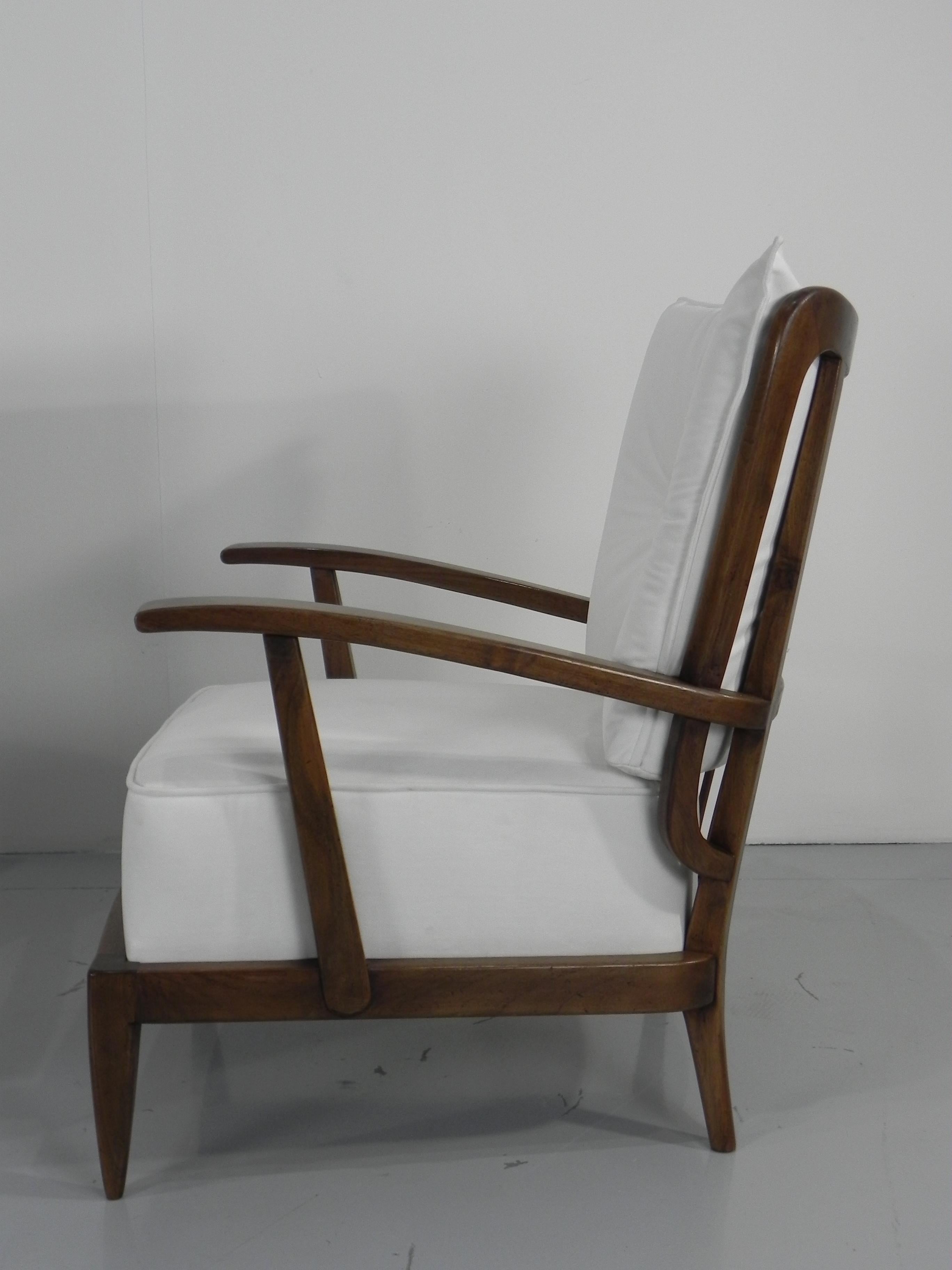 Walnut Pair of Sculptural Paolo Buffa Armchairs Italian Midcentury For Sale