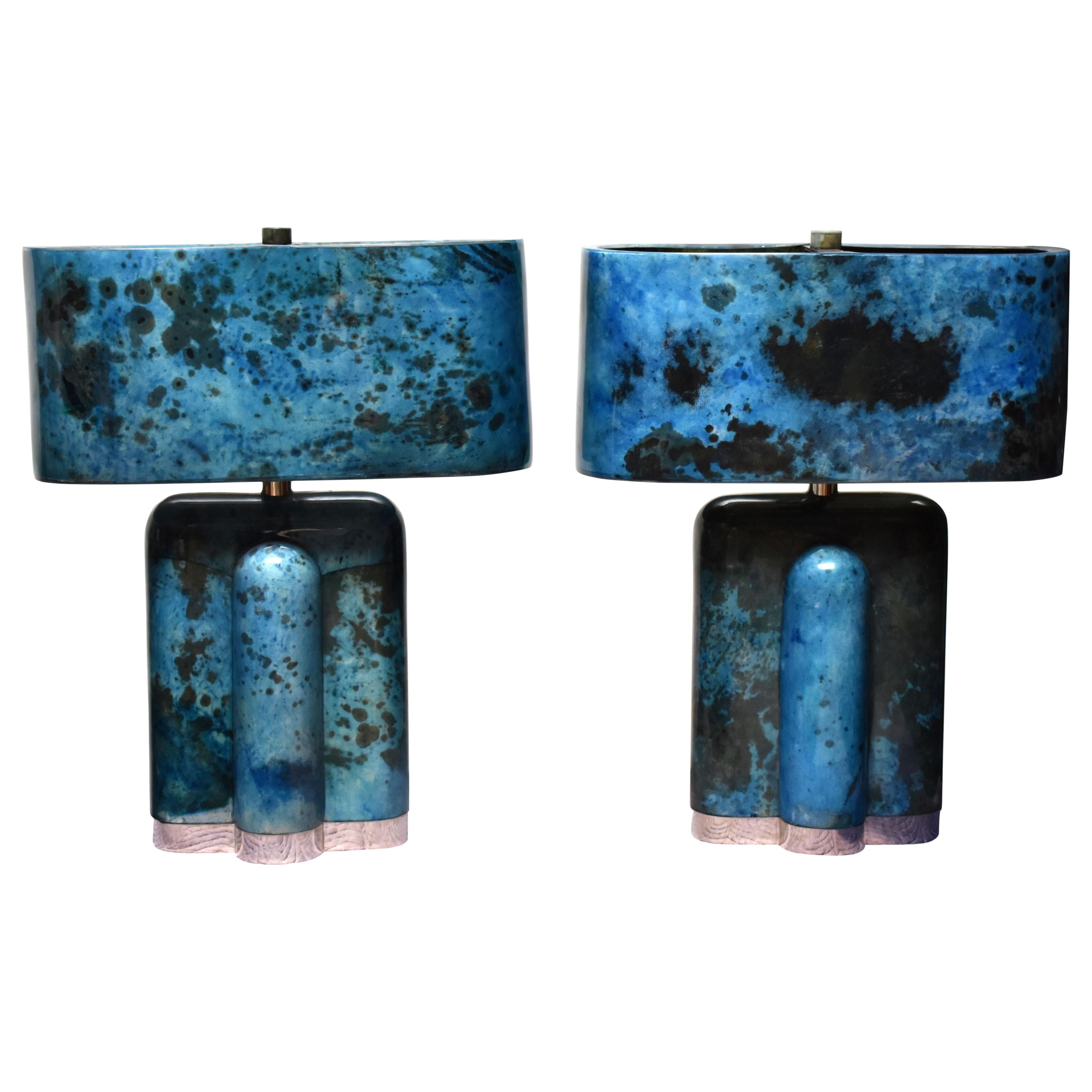 Pair of Sculptural Parchment Table Lamps at 1stDibs