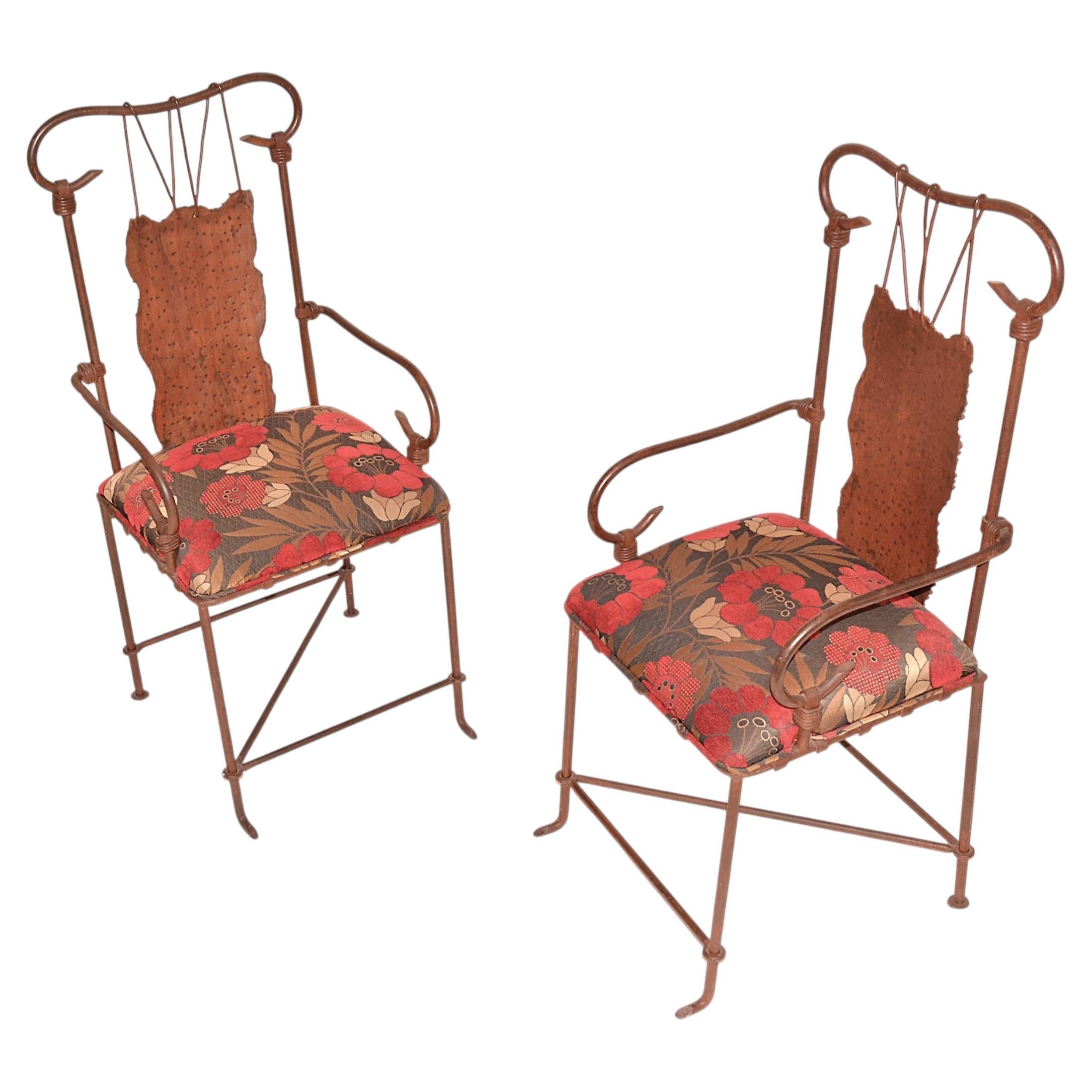 Pair of Sculptural Post Modern Arm Chairs After Garouste and Bonetti, 1990s For Sale
